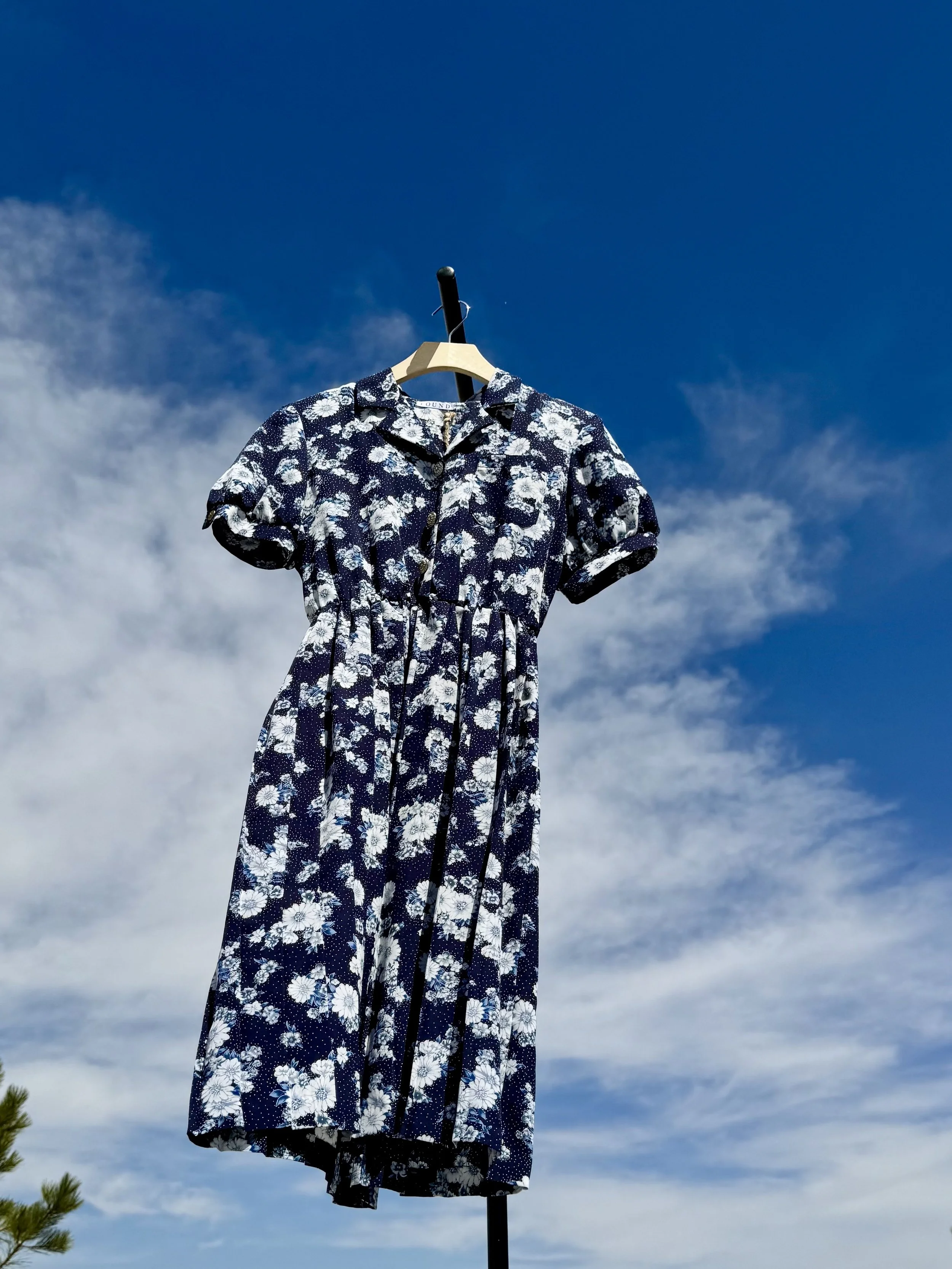 EARTH DAY DROP Floral Dress - 1980s