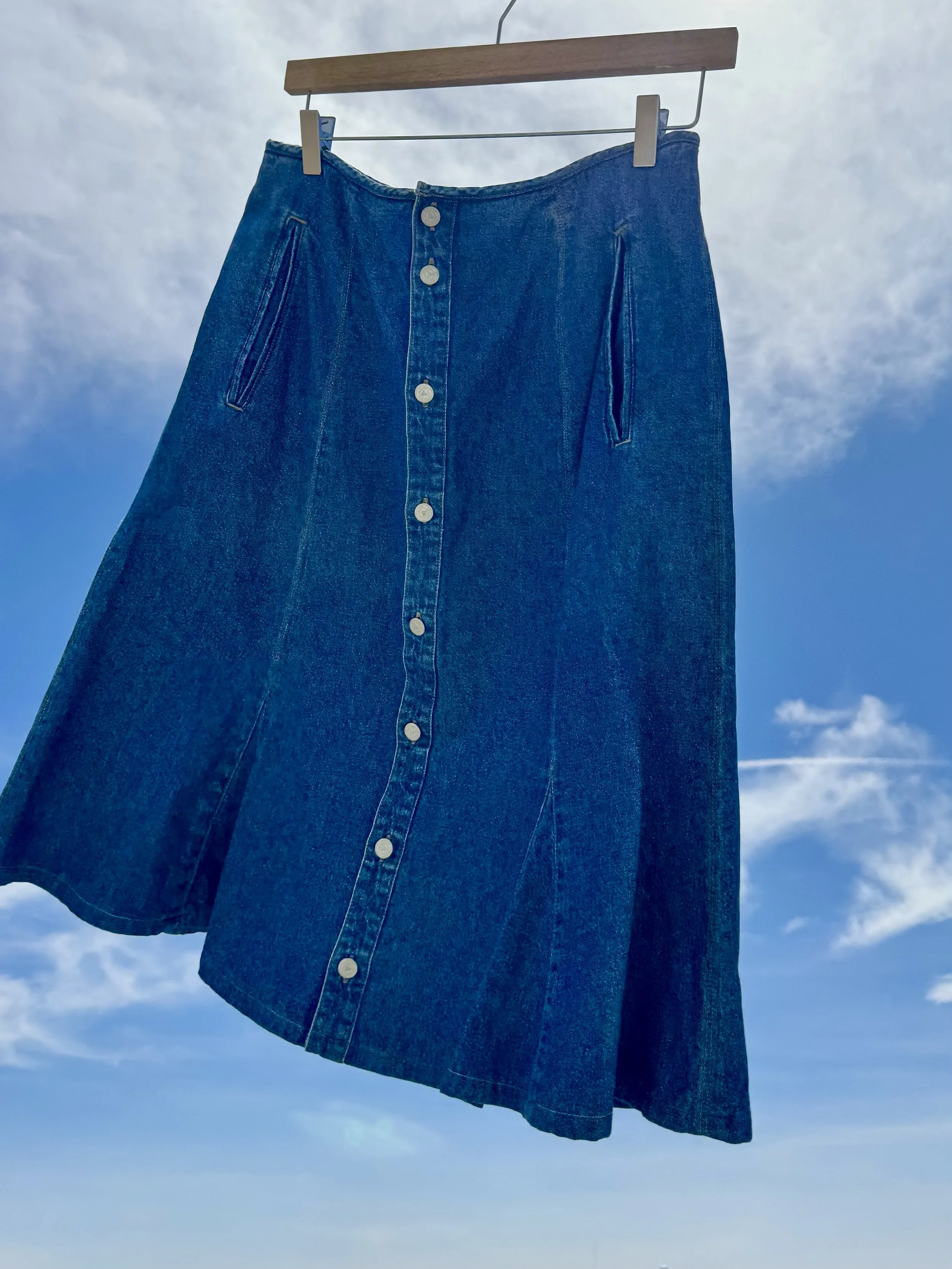 EARTH DAY DROP Lizwear Denim Skirt - 1980s