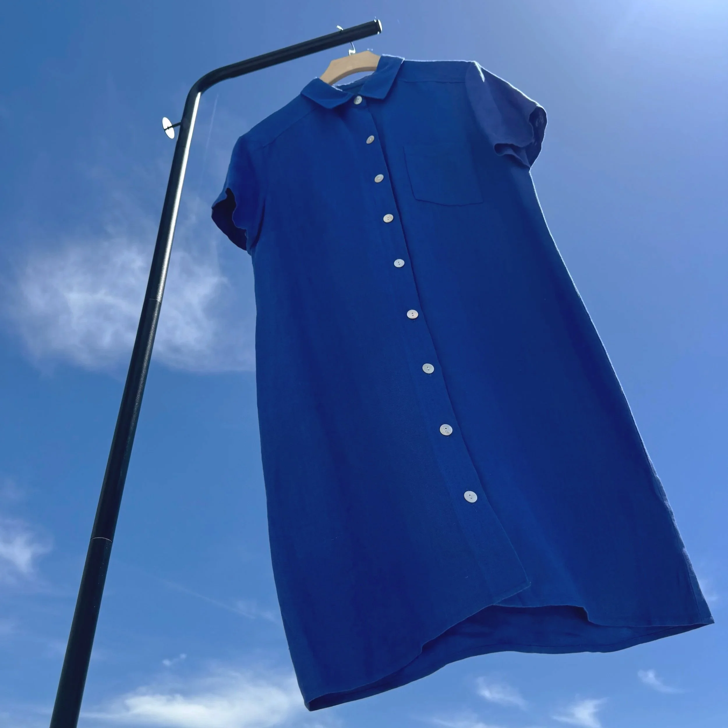 EARTH DAY DROP Talbots Cobalt Blue Shirt Dress - 1990s