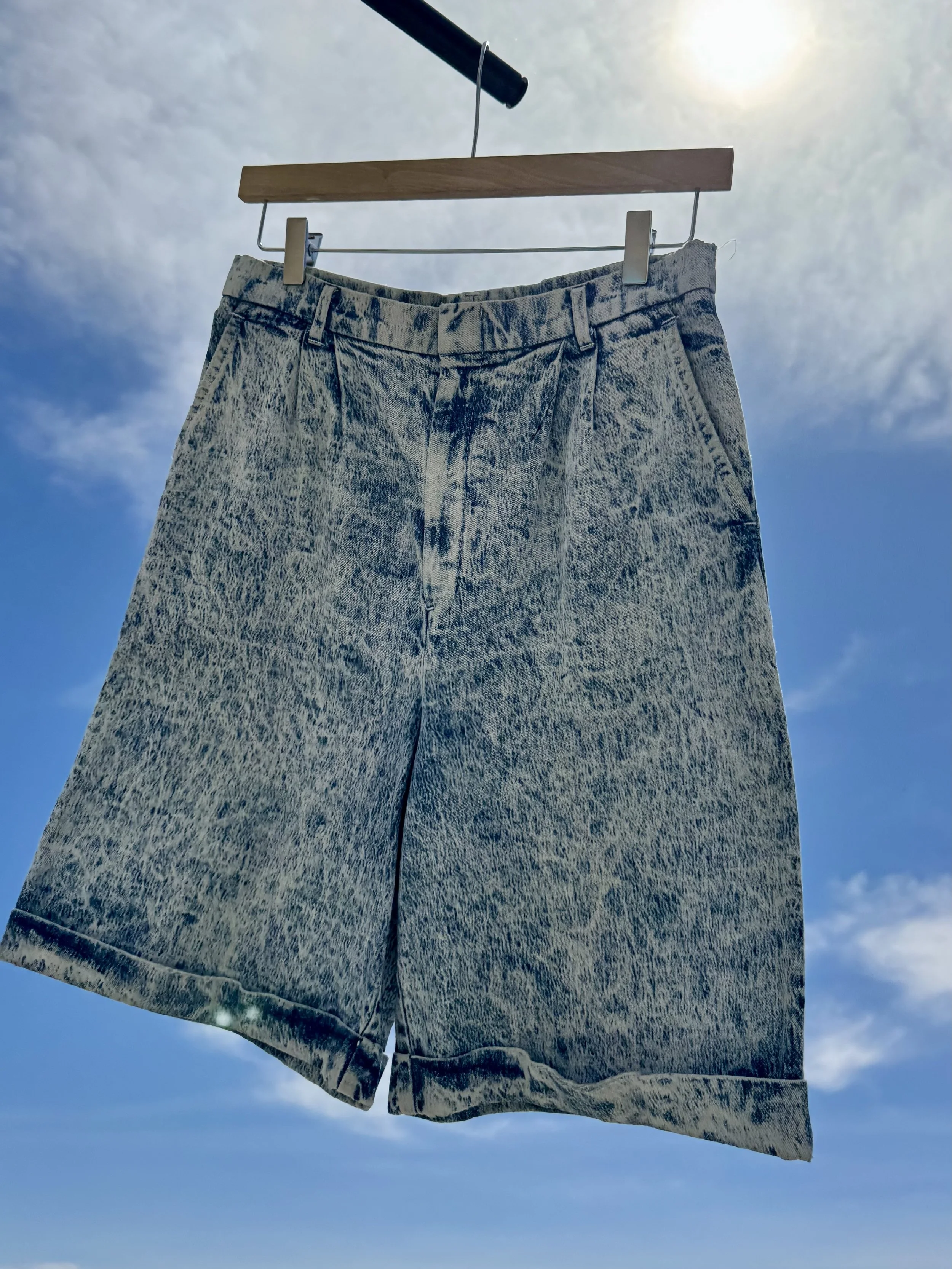 EARTH DAY DROP Acid Wash Denim Shorts - 1980s