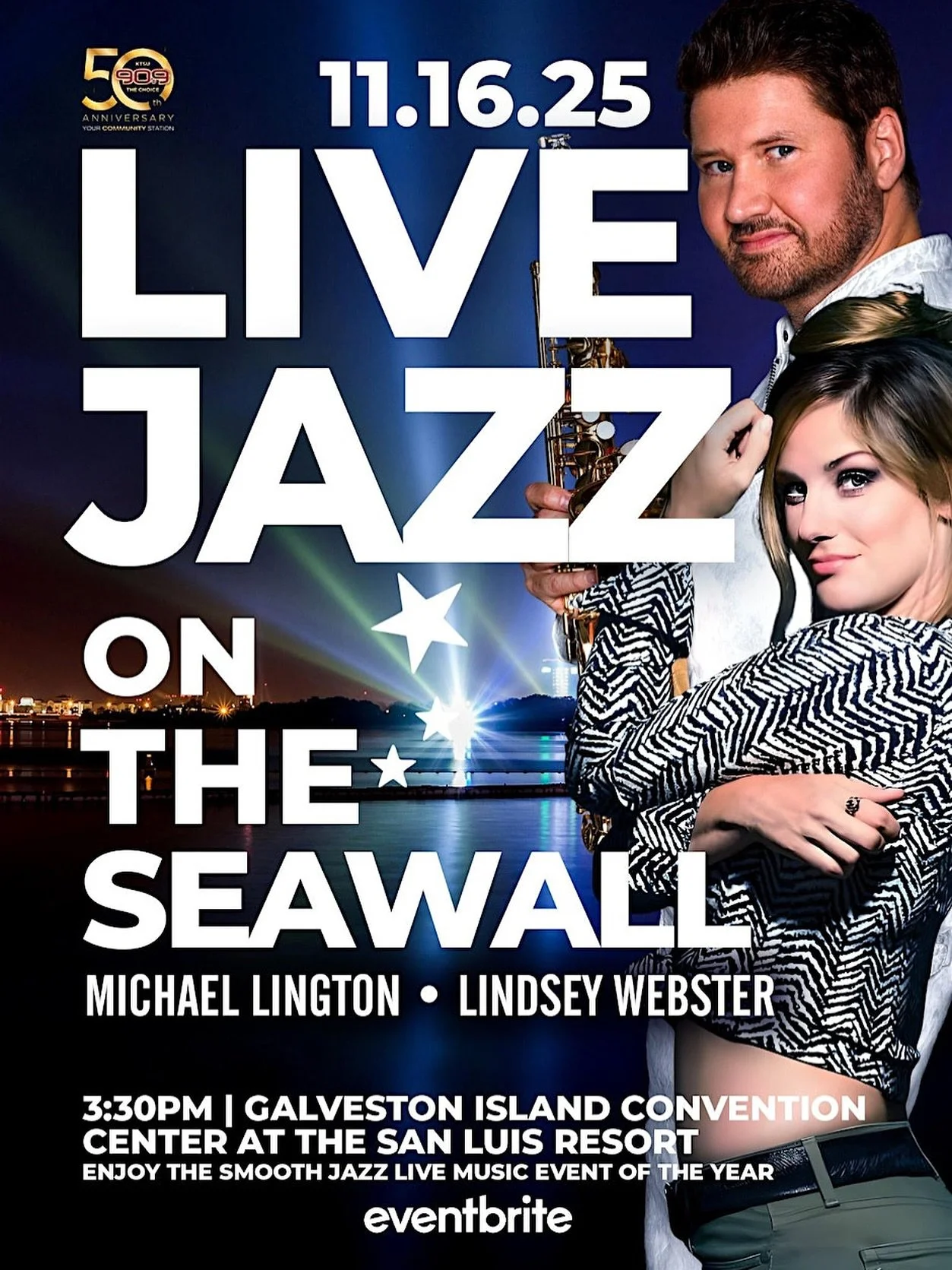 GALVESTON, TX ‼️ I&rsquo;m so excited to come play for you alongside my dear friend @lindseywebs on November 16th. We&rsquo;re doing a doubleheader for Jazz on the Seawall &mdash; it&rsquo;s going to be an incredible night of music! 
Visit michaellin