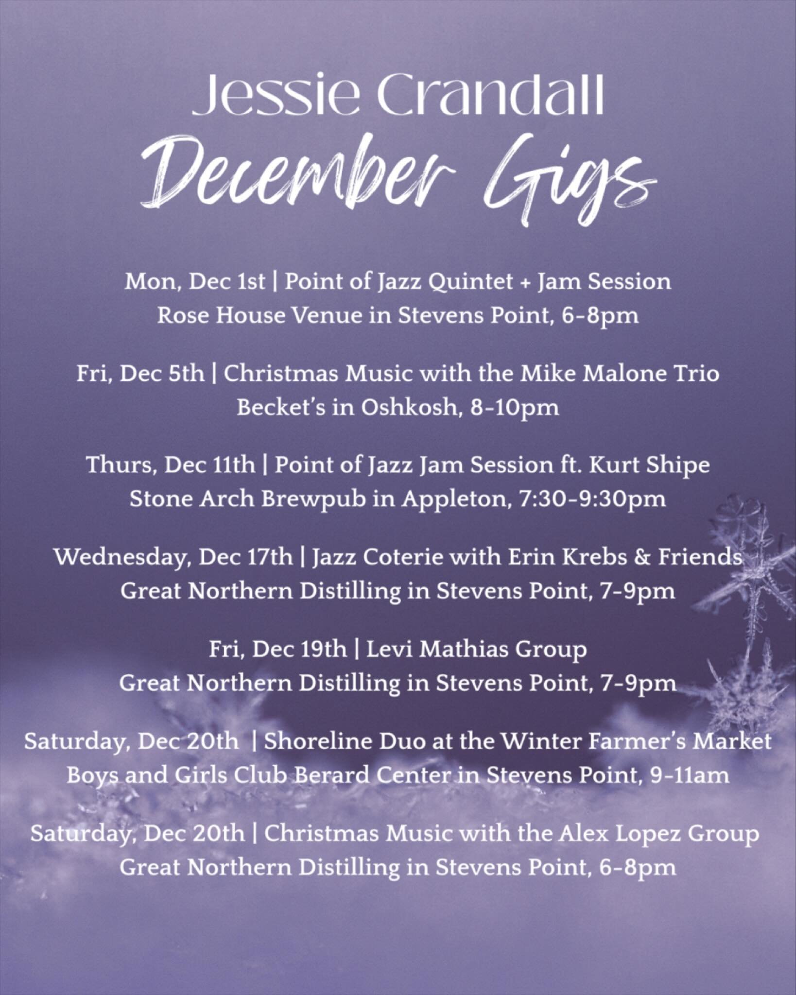 See my December performances! ❄️ #livemusic #jazz