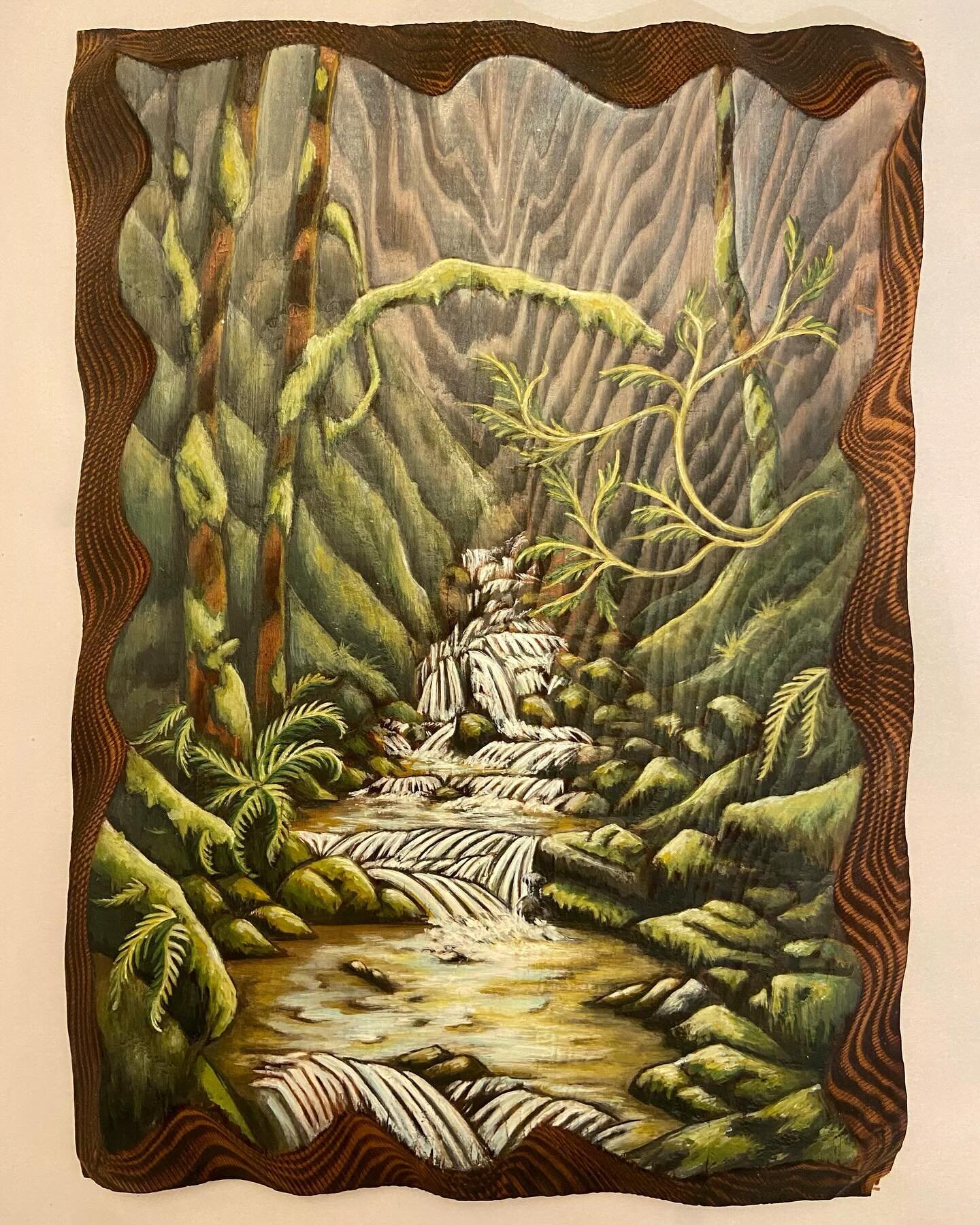 I painted this on a beautiful little piece of salvaged redwood. So lucky to have created this one in plein air at our beloved cabin in the woods on Mt. Hood. I&rsquo;ll always cherish those nature walks as a new mom, and our little creek, and all the