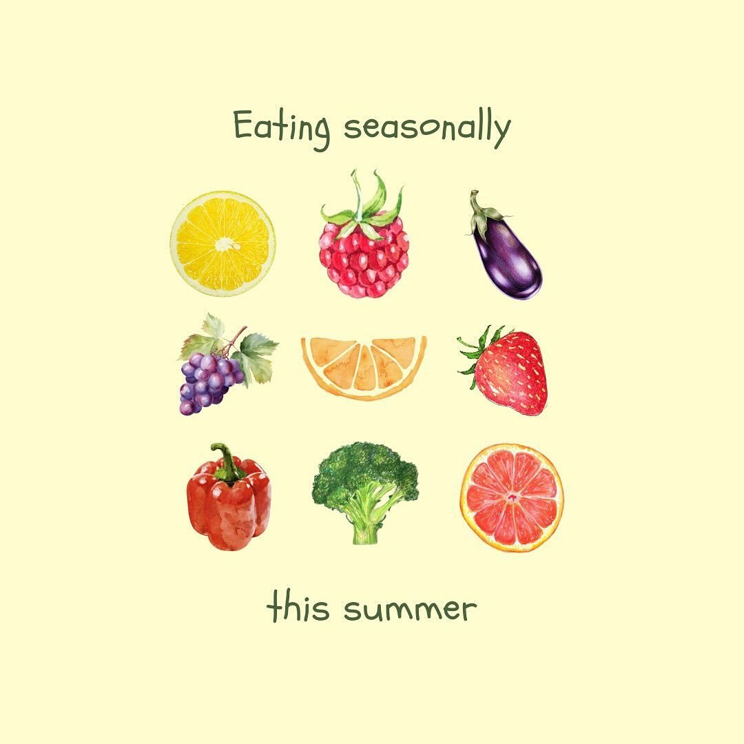 Eating seasonally is not only beneficial for the environment, but it also allows us to get important nutrients while these fruits &amp; vegetables are the freshest! 

Content: @sophiaberland 
Art: @sydmerves