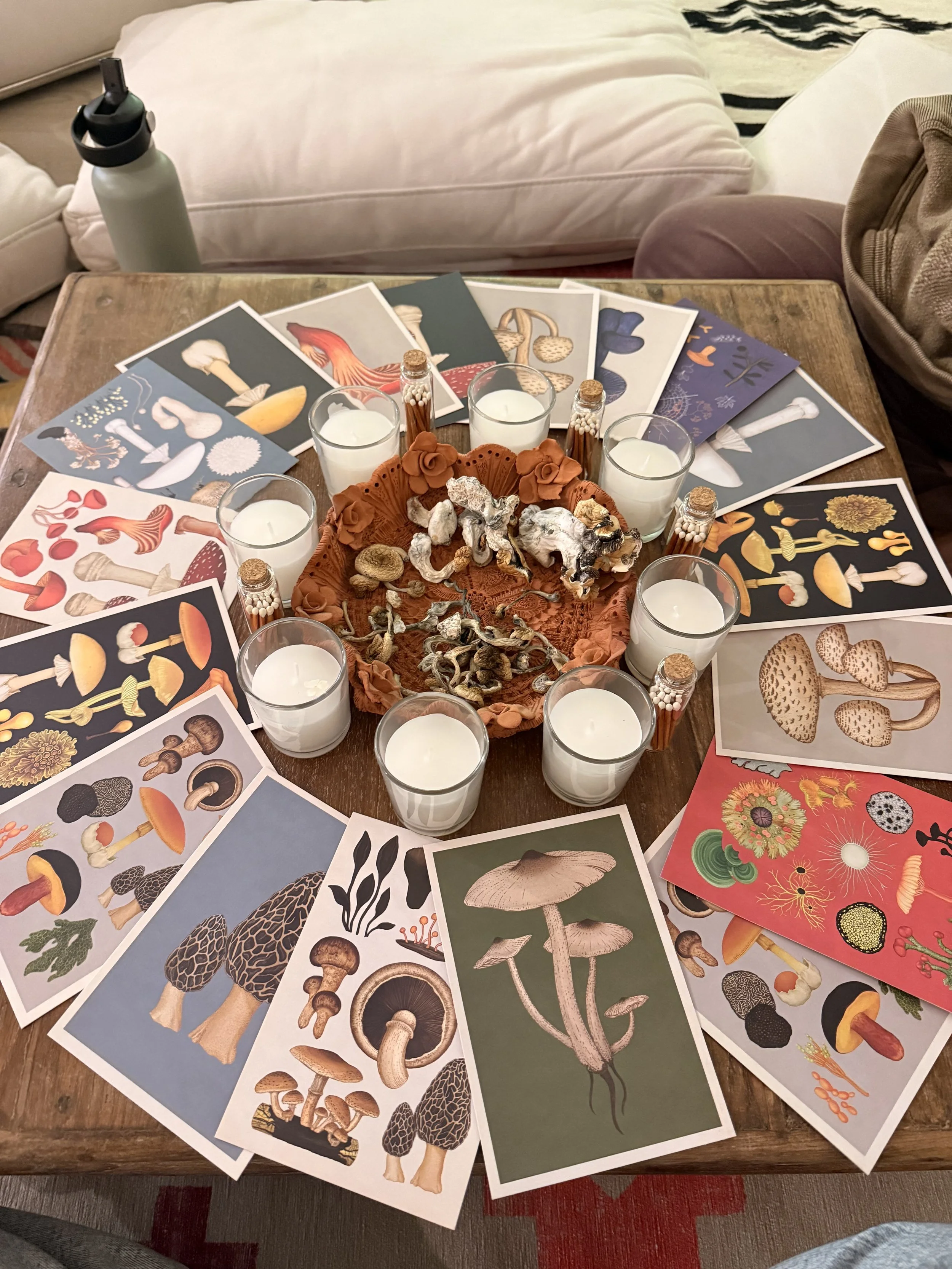 Beautiful cards that are part of a psychedelic retreat