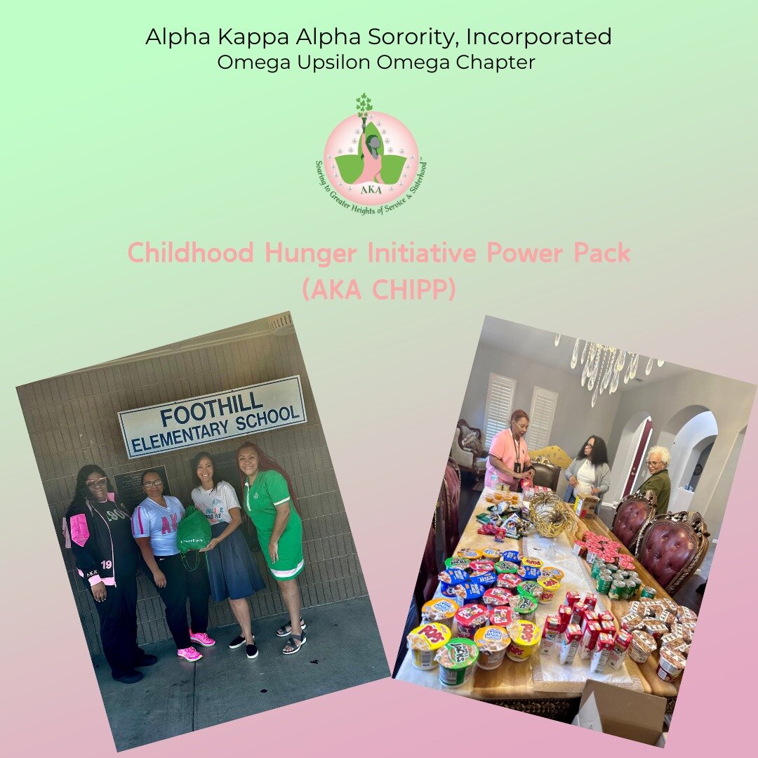 Donations Needed! 
🥰🤝🏼👧🏽👦🏽🤝🏼🥰

The Empower Our Families committee of Omega Upsilon Omega accepts donations to support Alpha Kappa Alpha&rsquo;s Childhood Hunger Initiative Power Pack (AKA CHIPP) Program. The AKA CHIPP Program addresses chil