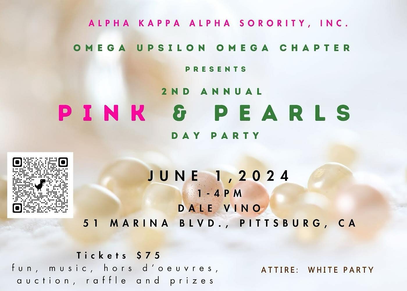 Mark your calendars✨ 

The Omega Upsilon Omega Chapter of Alpha Kappa Alpha Sorority, Inc.  is throwing the **2nd Annual Pink &amp; Pearls Day Party** and YOU&rsquo;RE INVITED! 

Get ready for an afternoon filled with fun, raffles, music, and celebra