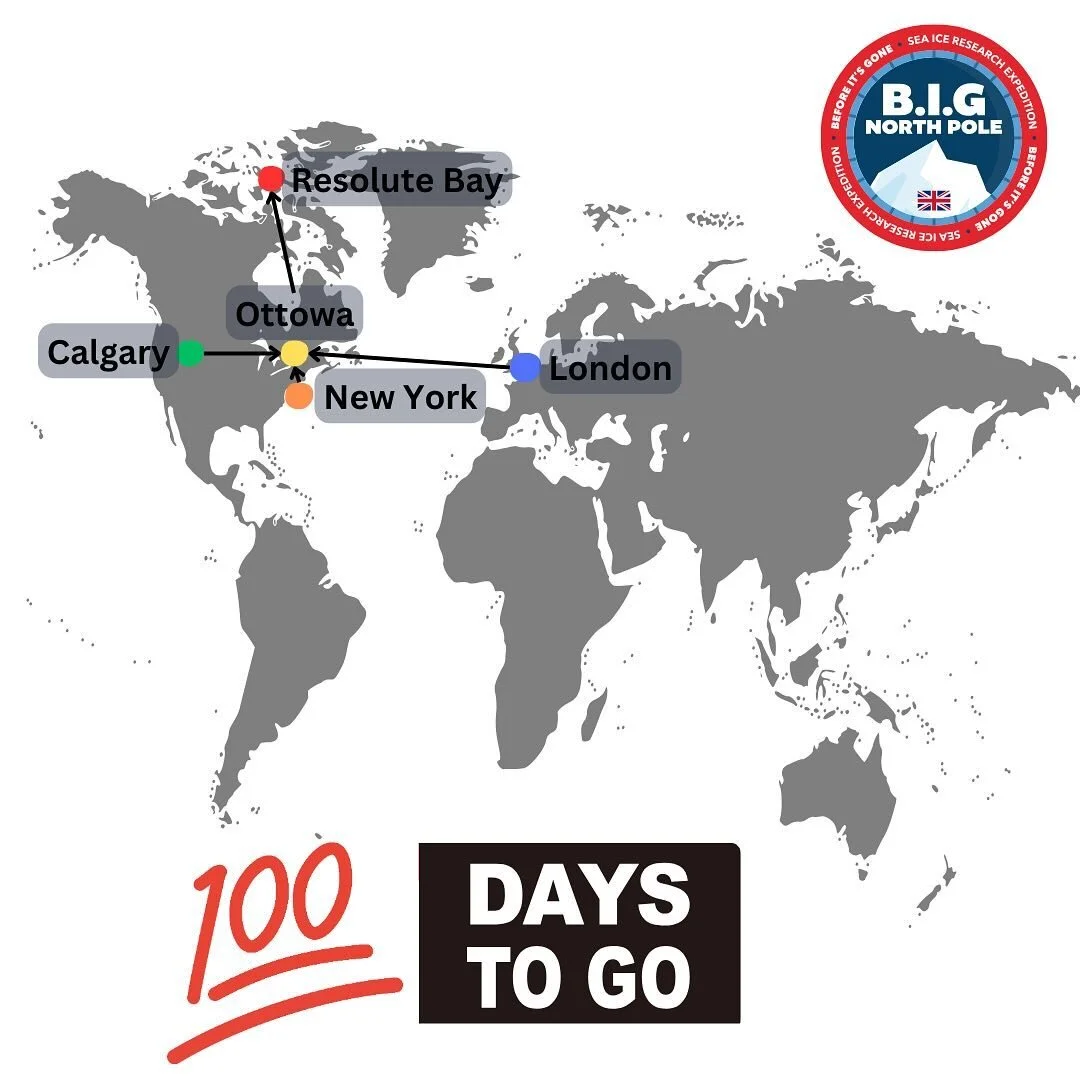 Countdown has started ⏳ 

100 days to go before we pack our bags and fly to our camp base 🎉 

✈️ 🧊 🇨🇦 Flying from London, Calgary and New York, we will all meet up in Ottawa before flying to Resolute Bay

#womenexpedition #womenempowerment #scien