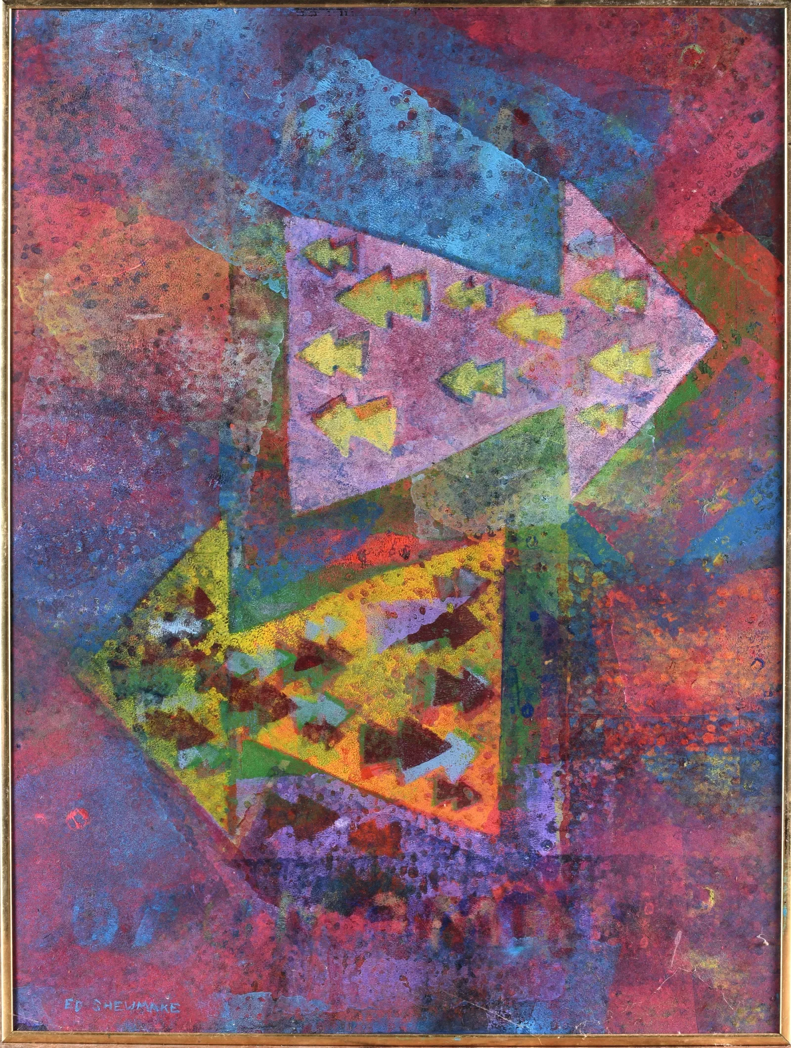 Ed Shewmake (American 1920 - 2008) Oil on Plexiglass "Please Follow Directions"