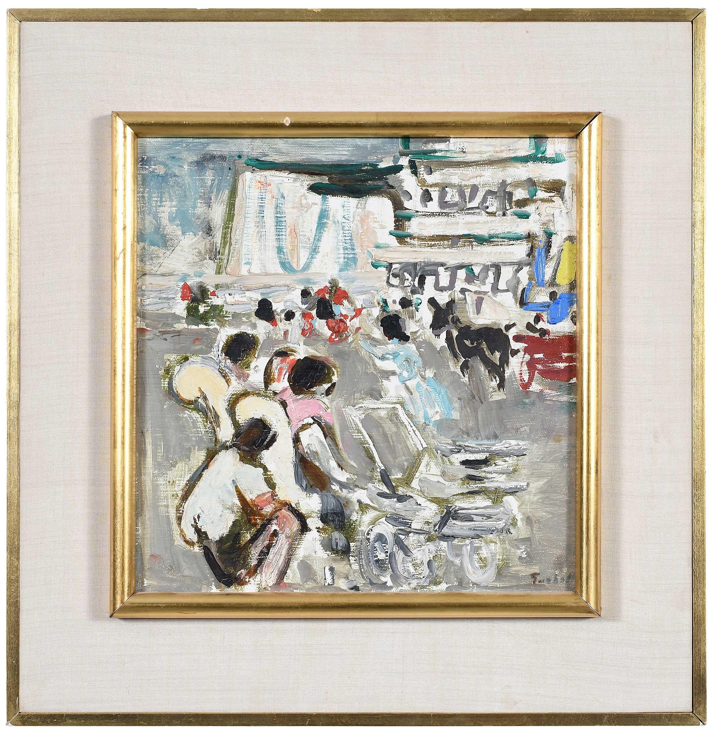 Alexandre Sacha Garbell (French, 1903-1970) Falaise et Voiture D'Enfant, Oil Laid on Panel