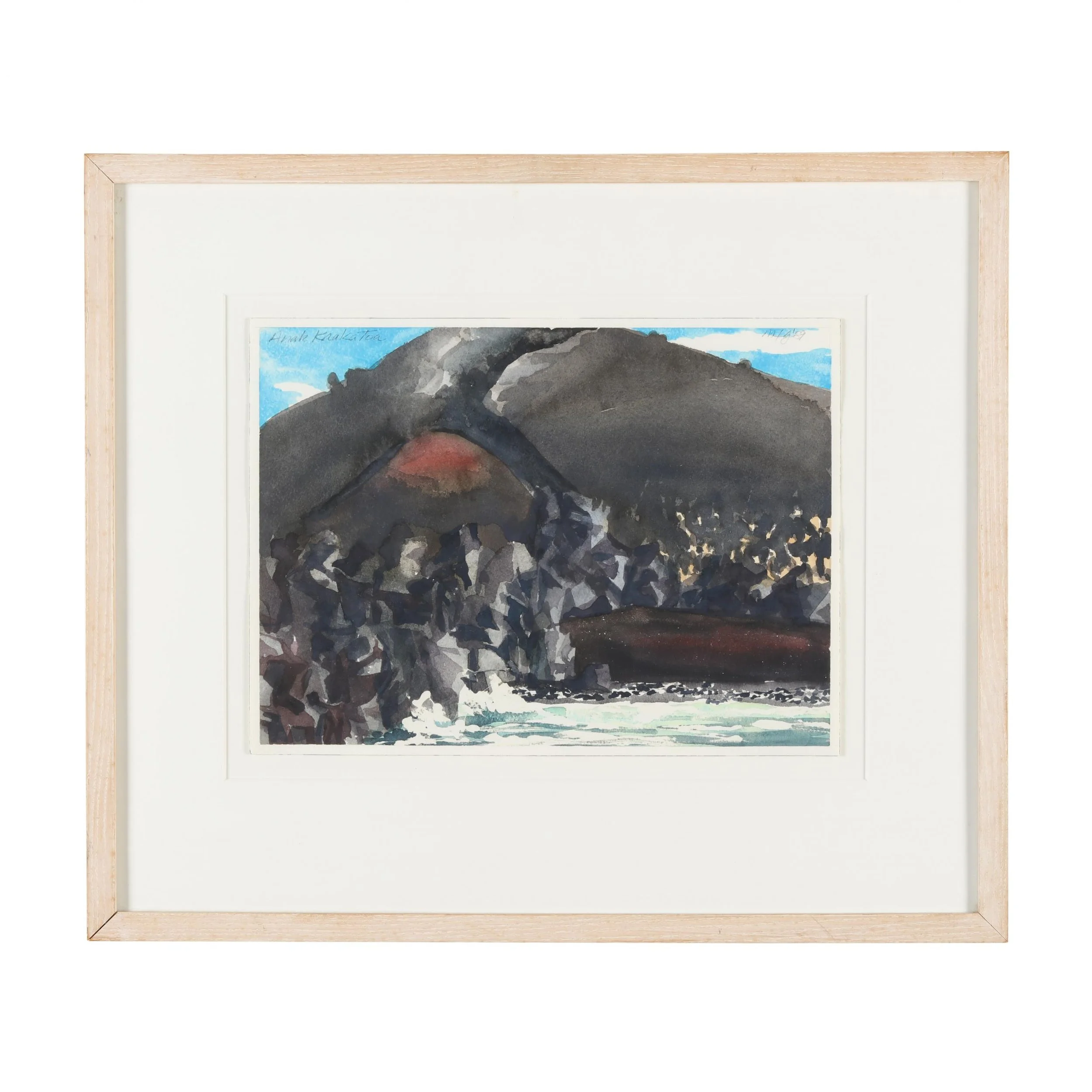 Maud Gatewood (NC, 1934-2004), Watercolor on Paper, "Anak Krakatoa"