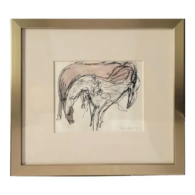 Marino Marini (Italian/Swiss 1901-1980) Ink and Watercolor on Paper