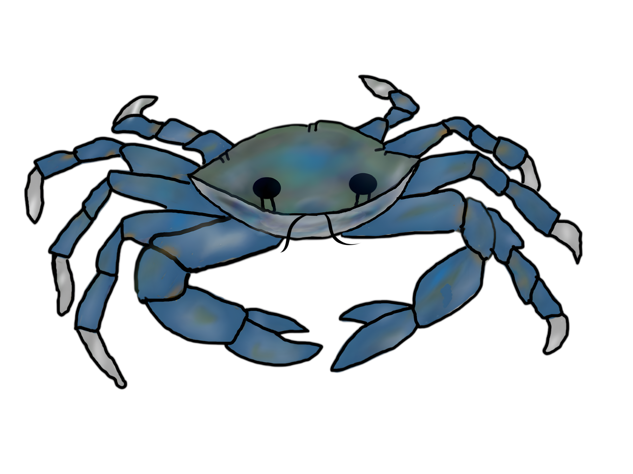 A cartoon of a blue crab