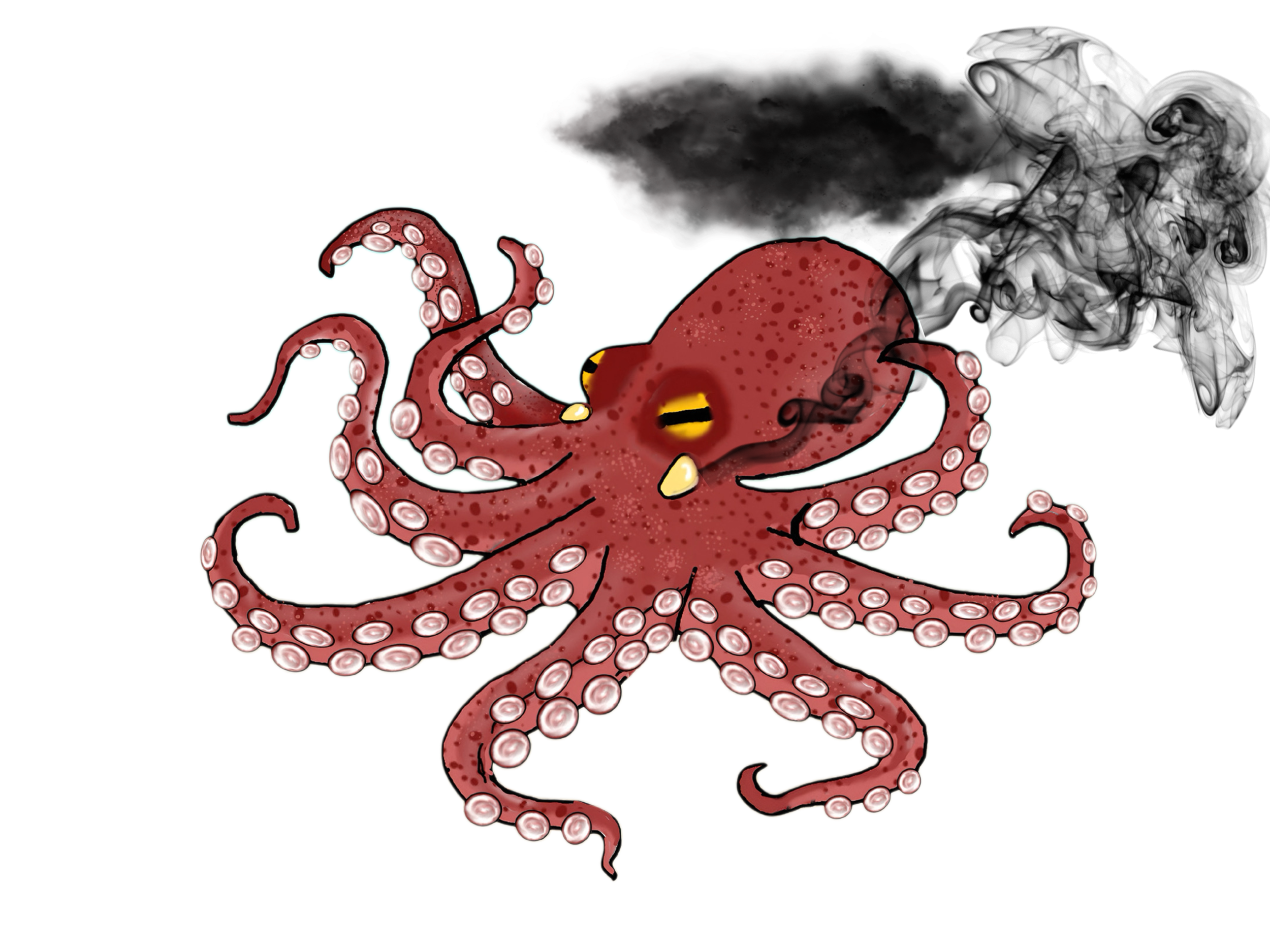 A cartoon of an octopus inking