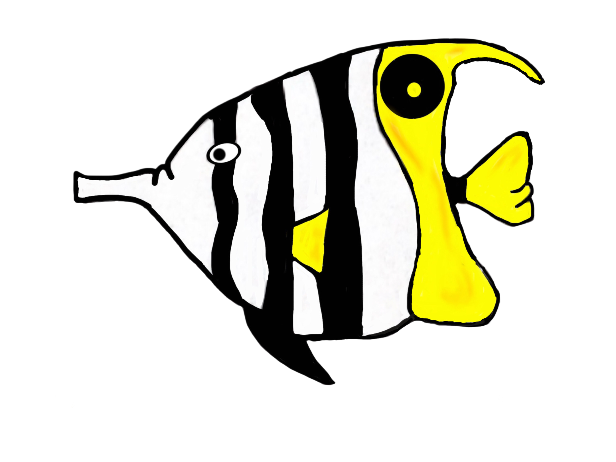 A cartoon longfin banner fish