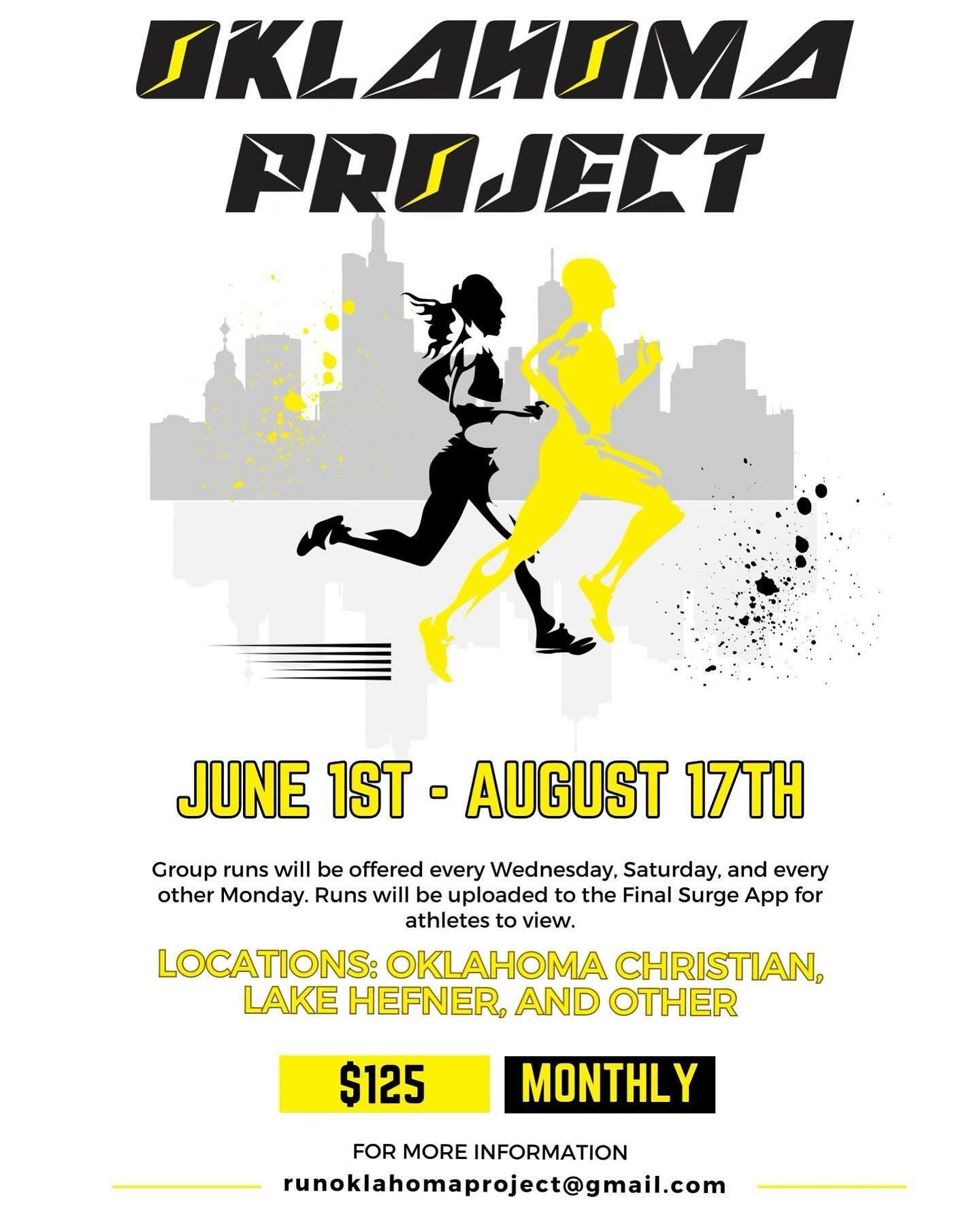 Join Oklahoma Project this summer! ⚡️
Grades 7th-12th. 
From beginners to all-state runners, you will fit right in. ⚡️
Email or DM to get more details. ⚡️