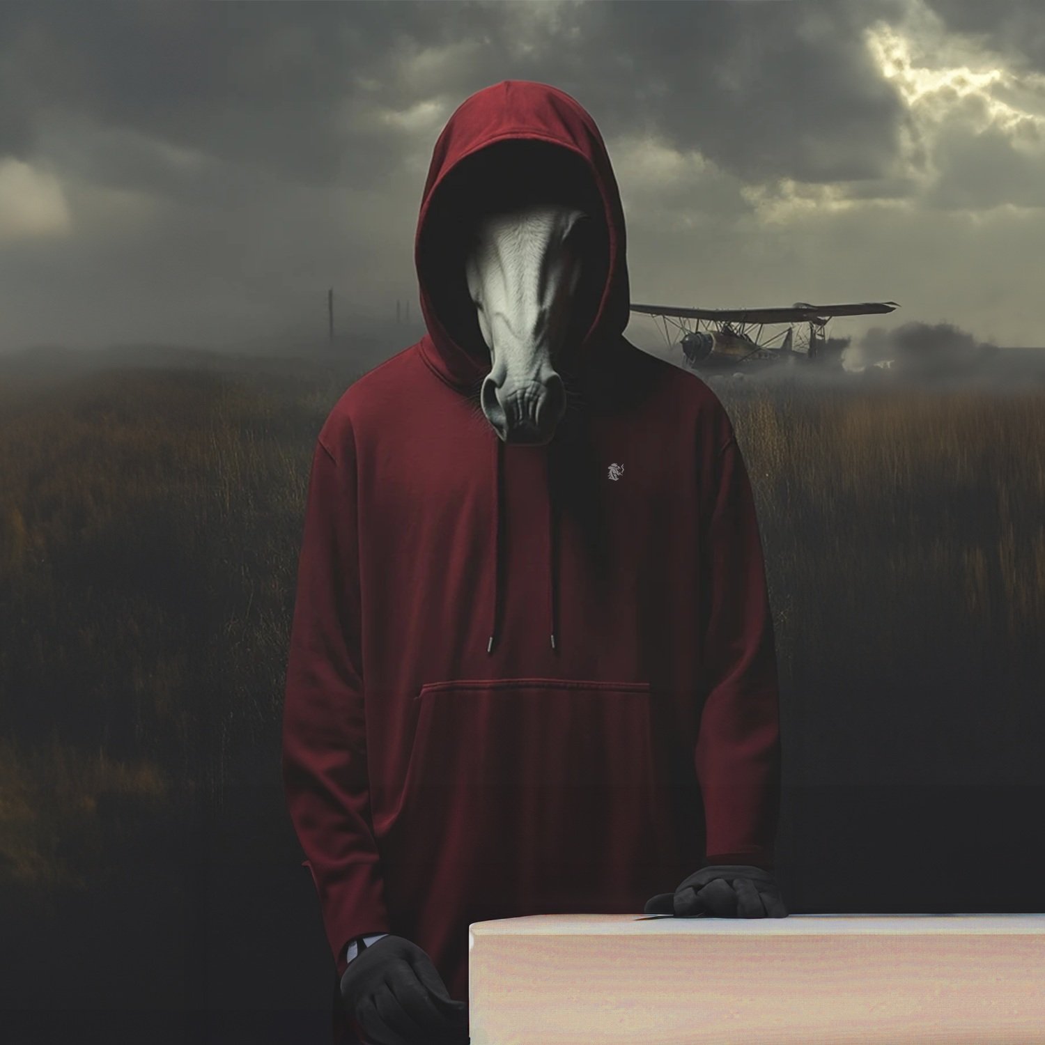 Front view of red Rebel Hoodie with white KSC chest logo