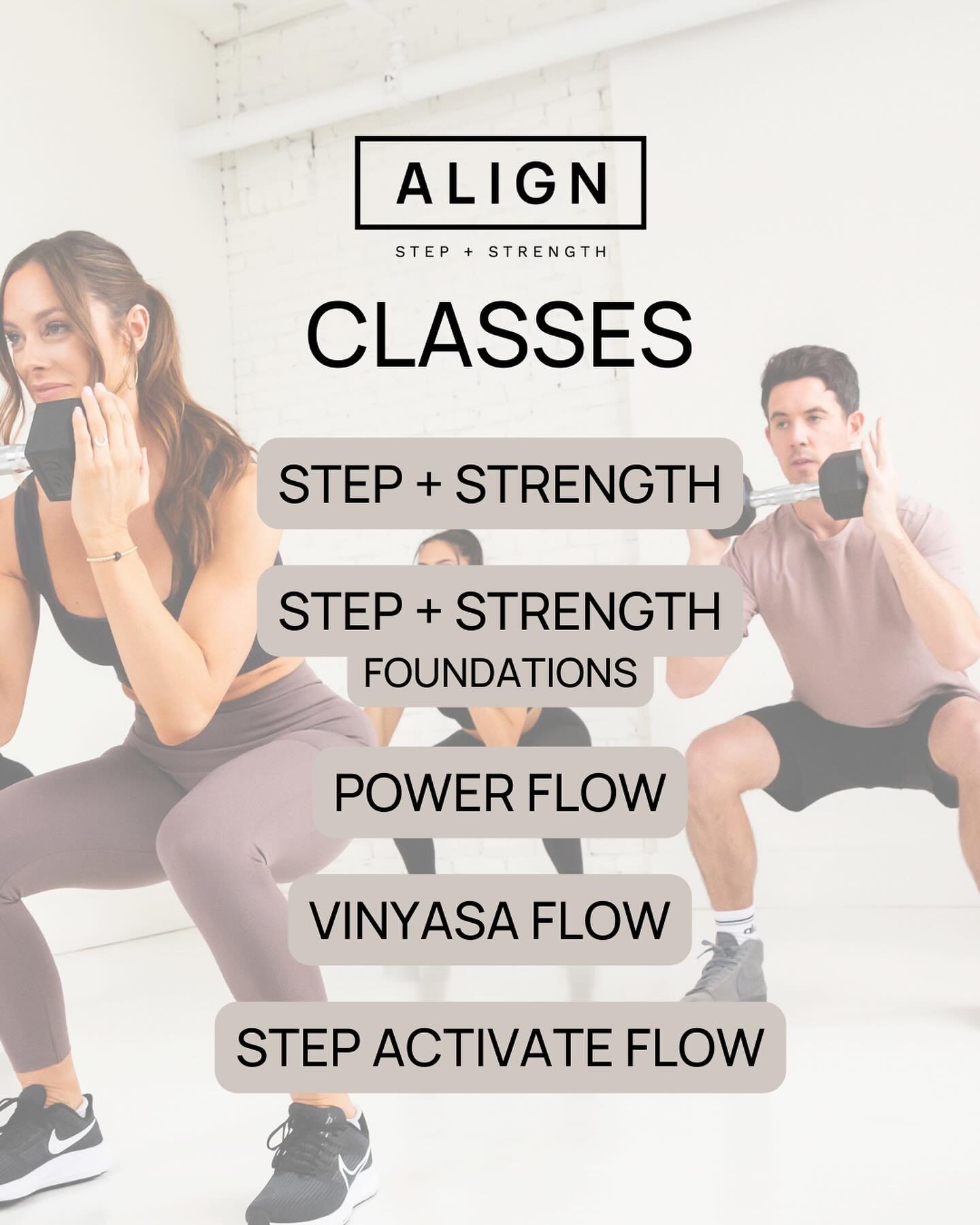 We are a Stairmaster and Strength Training class studio that also specializes in teaching Yoga.  We believe that all three training modalities (strength, cardio, yoga) are essential pieces to your whole body fitness and wellness. ⁣
⁣
Our schedule is 