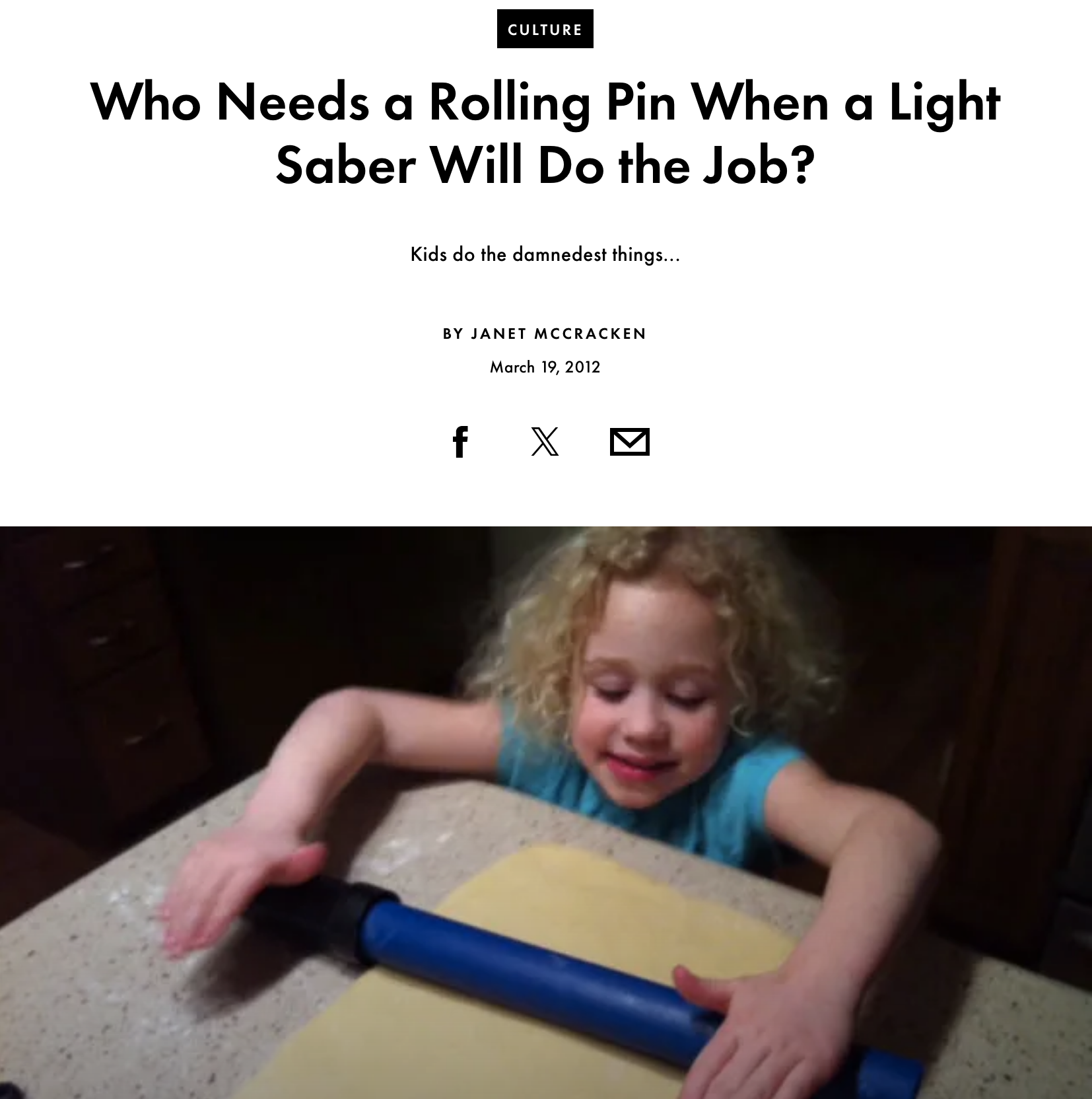 Bon Appétit: Who Needs a Rolling Pin When a Light Saber Will Do the Job?  |  Published March 19, 2012