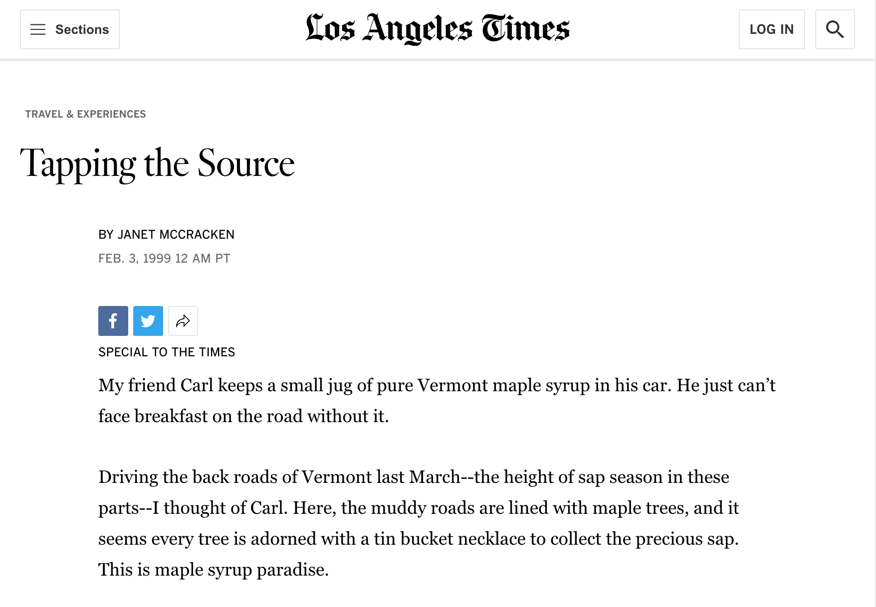 LA Times: Tapping the Source  |  Published Feb. 3, 1999
