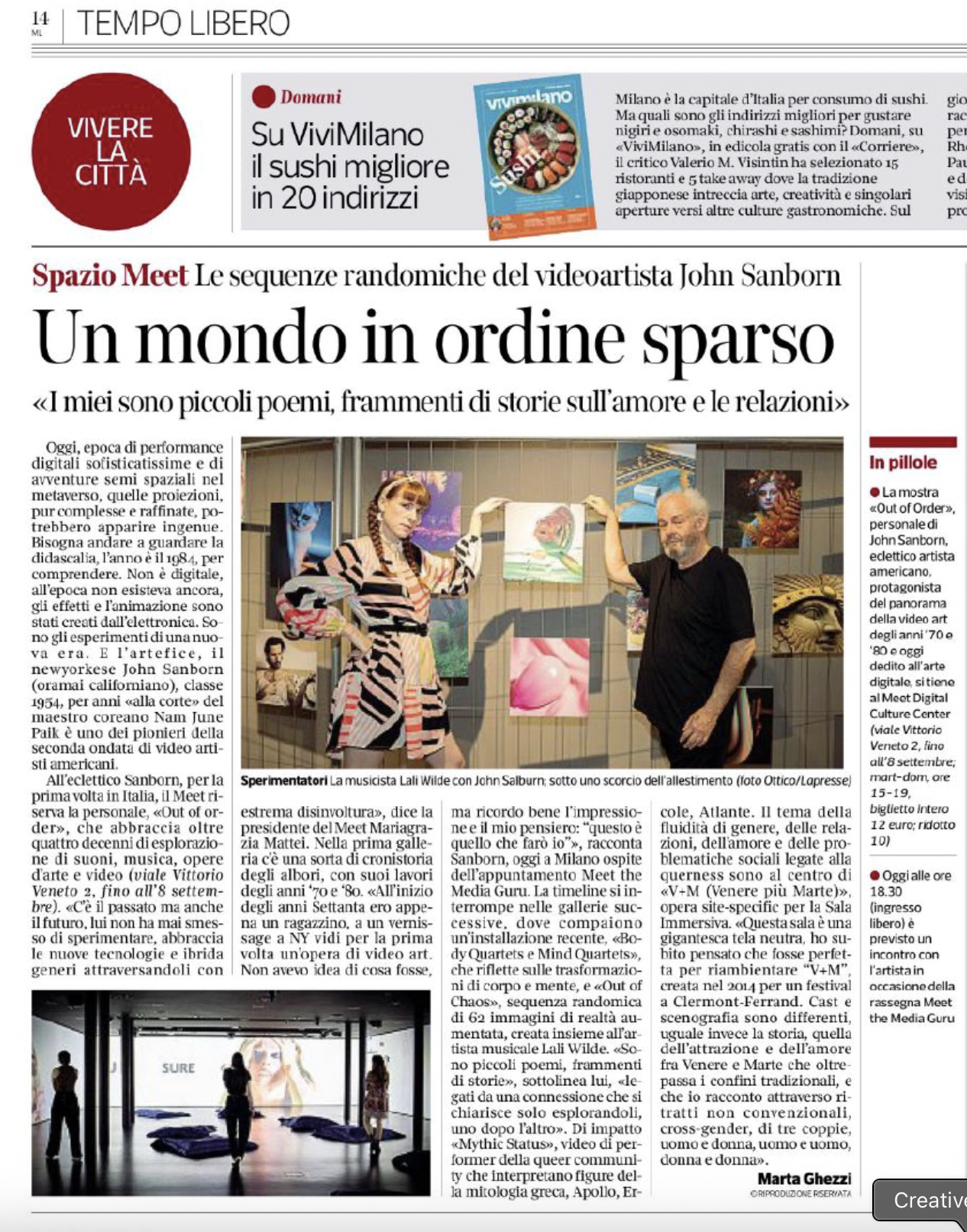 With John Sanborn in the Italian Press, 2024