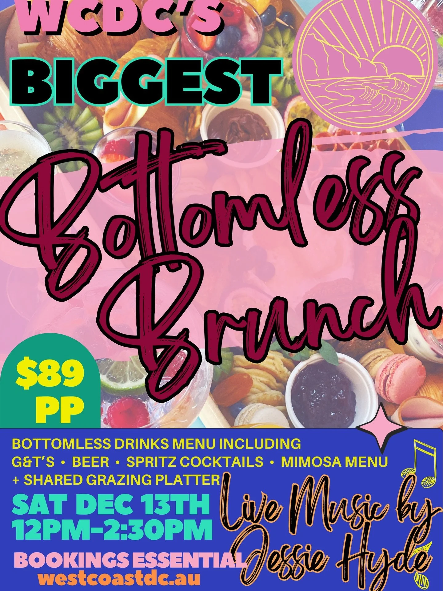 THIS&bull;WEEKEND&bull;
It&rsquo;s not too late to book your spot! 2.5 hours of bottomless drinks + LIVE music from @jessiehydemusic 🎵 
Get the gang together for a pre Xmas catch up! 
Book now! 
https://events.humanitix.com/wcdc-s-biggest-bottomless