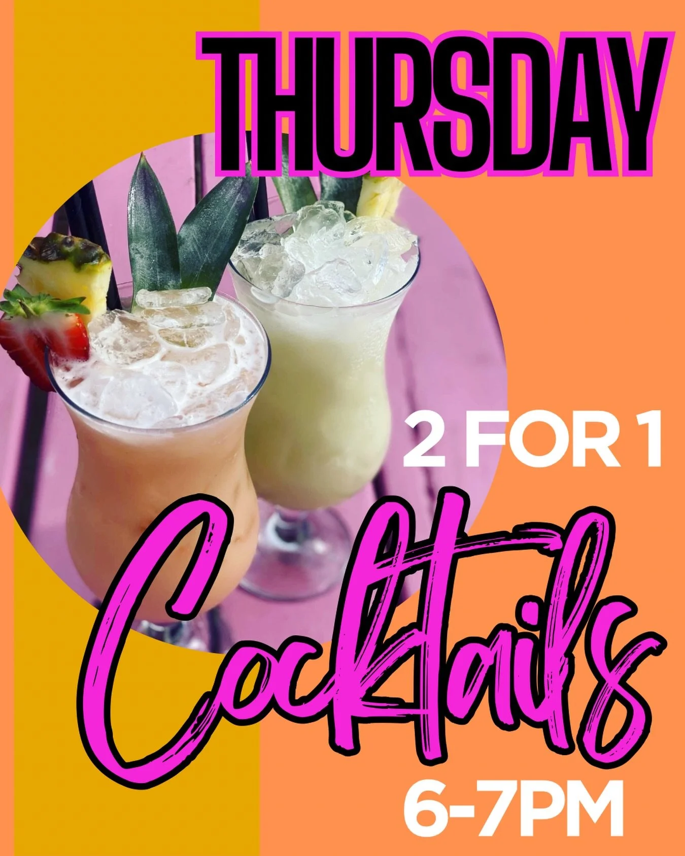 Thursday at WCDC, we&rsquo;re turning things up 🍸

2 FOR 1 cocktails from 6&ndash;7pm&hellip; just enough time to feel like you&rsquo;ve made excellent life choices. Gather your crew, get in early, and roll straight into Easter with something delici