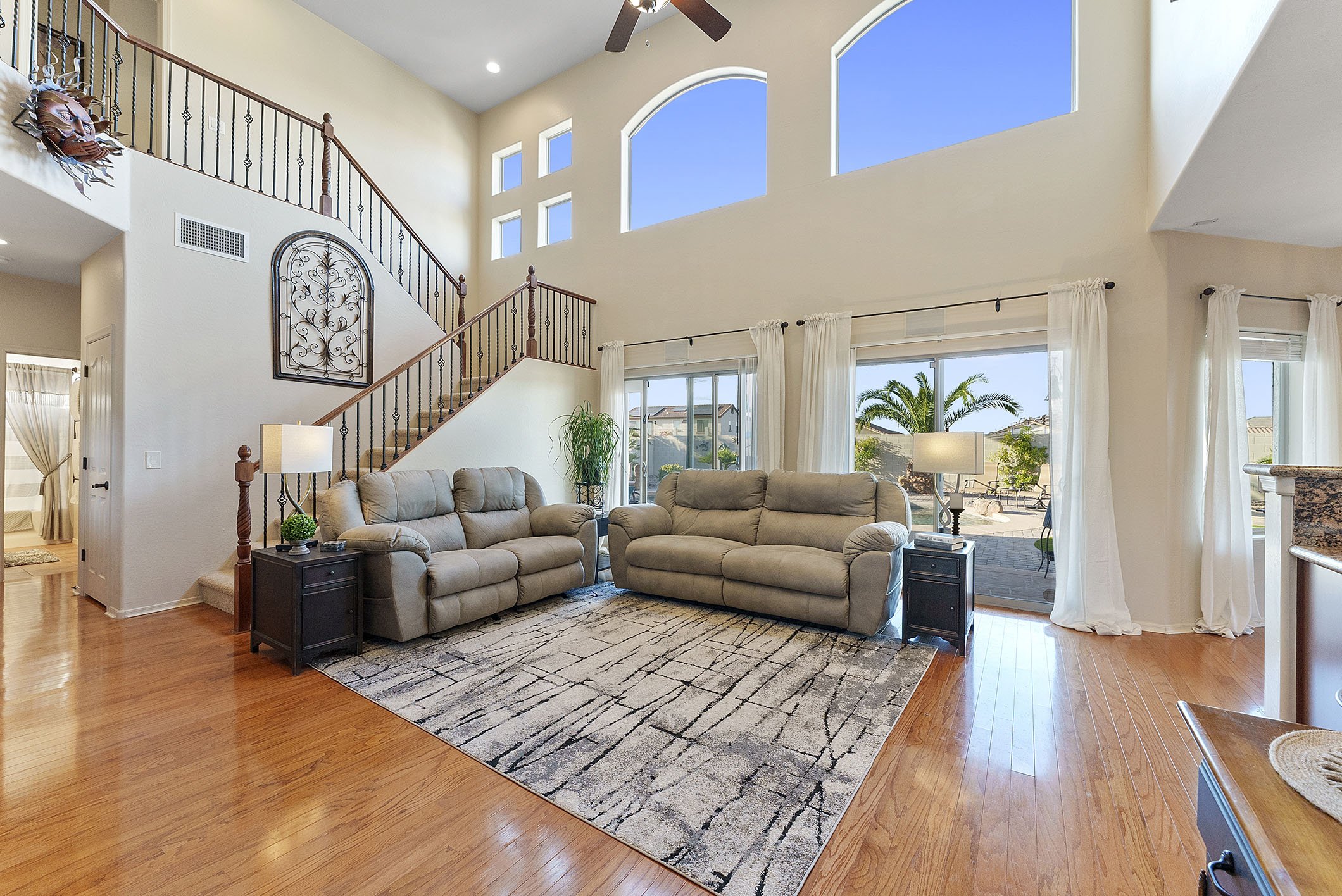 living room view with large windows