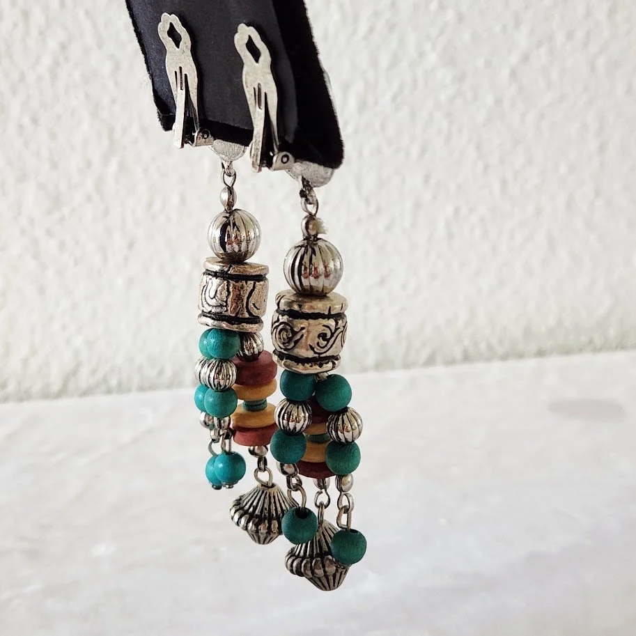 Turquoise Bead Shoulder Duster Earrings 4.jpg