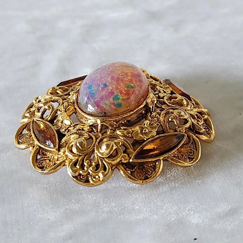 Faux Opal & Amber RS Brooch 8.jpg