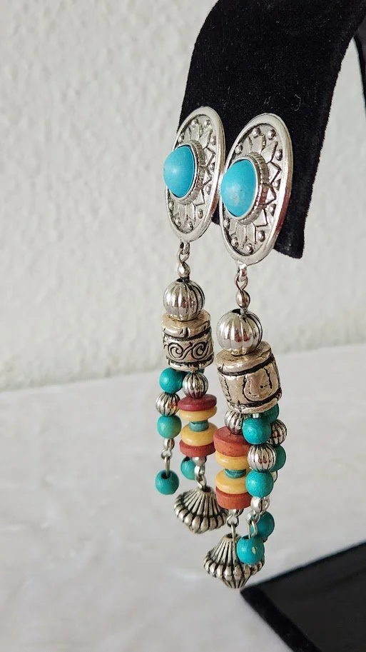 Turquoise Bead Shoulder Duster Earrings 3.jpg