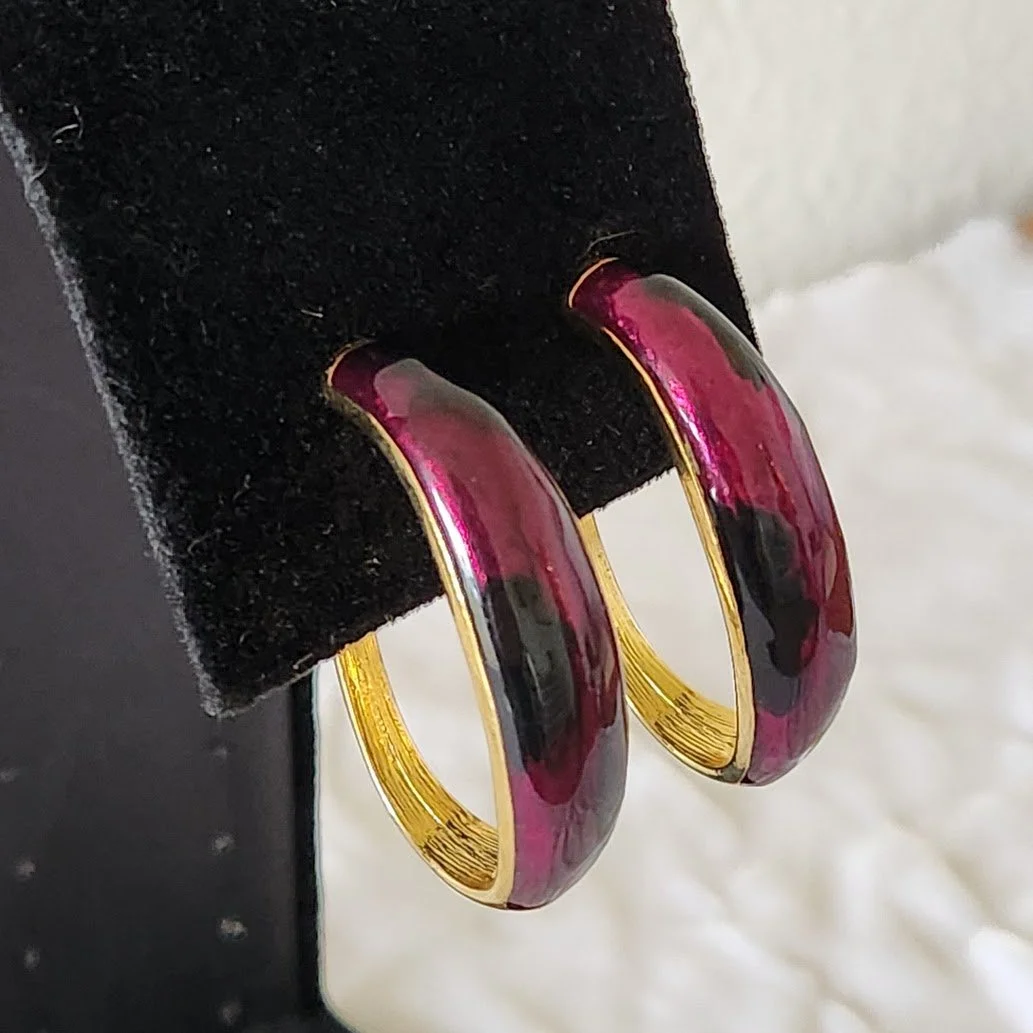 Huge Purple Enamel Hoop Earrings 1.jpg