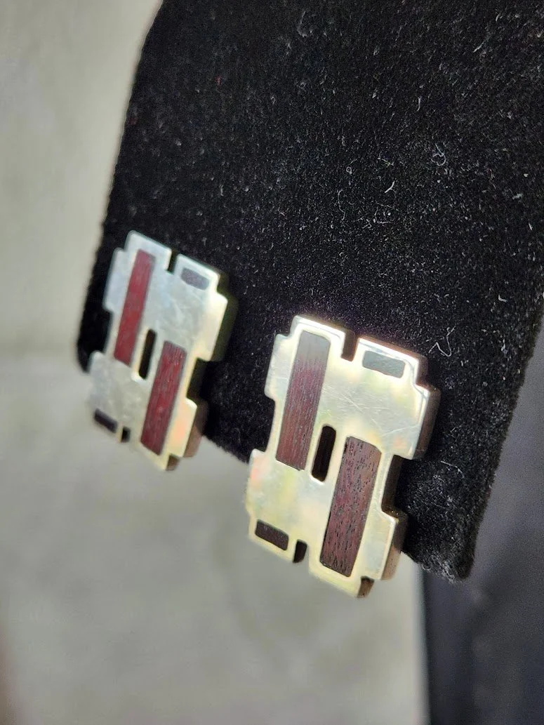 Modernist Rosewood Silver Earrings 5.jpg