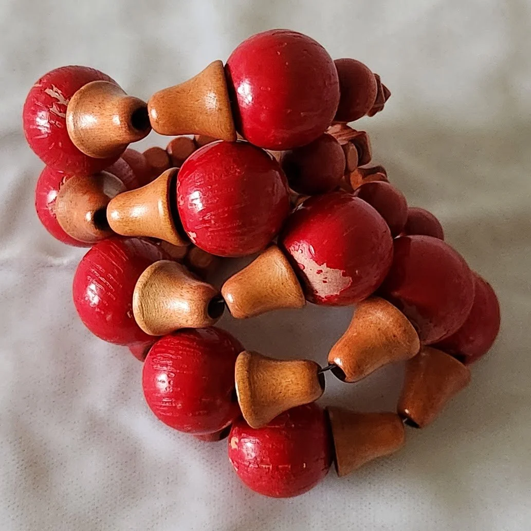 Red Wood Bead Bracelet Earrings Set 1.jpg