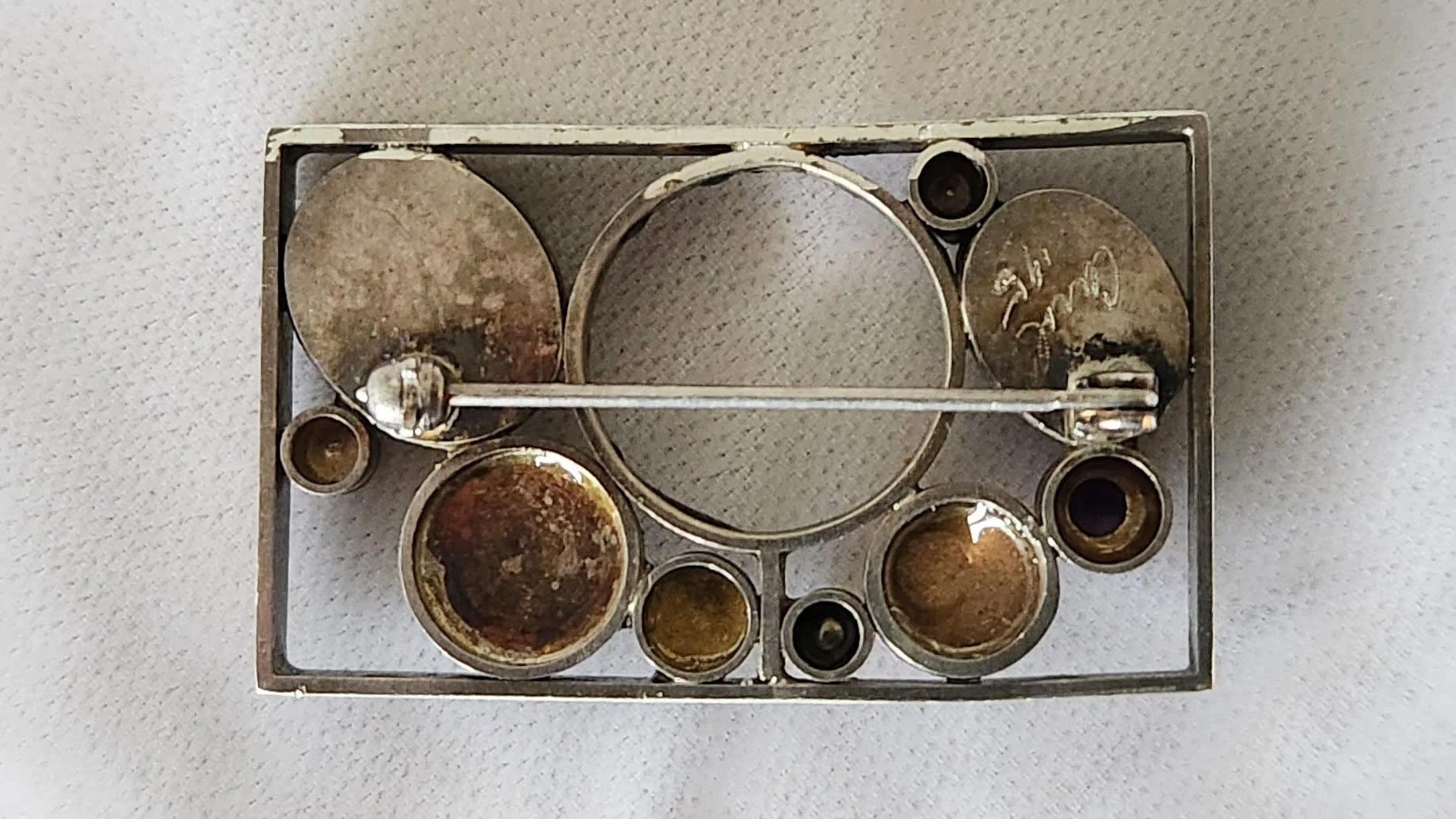 Artisan Sterling 14K Amethyst Citrine Brooch 5.jpg