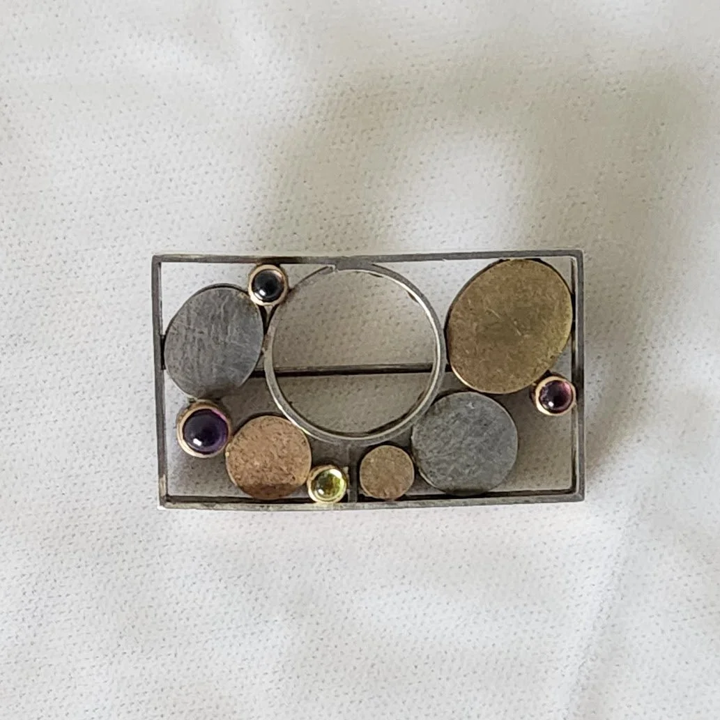 Artisan Sterling 14K Amethyst Citrine Brooch 2.jpg