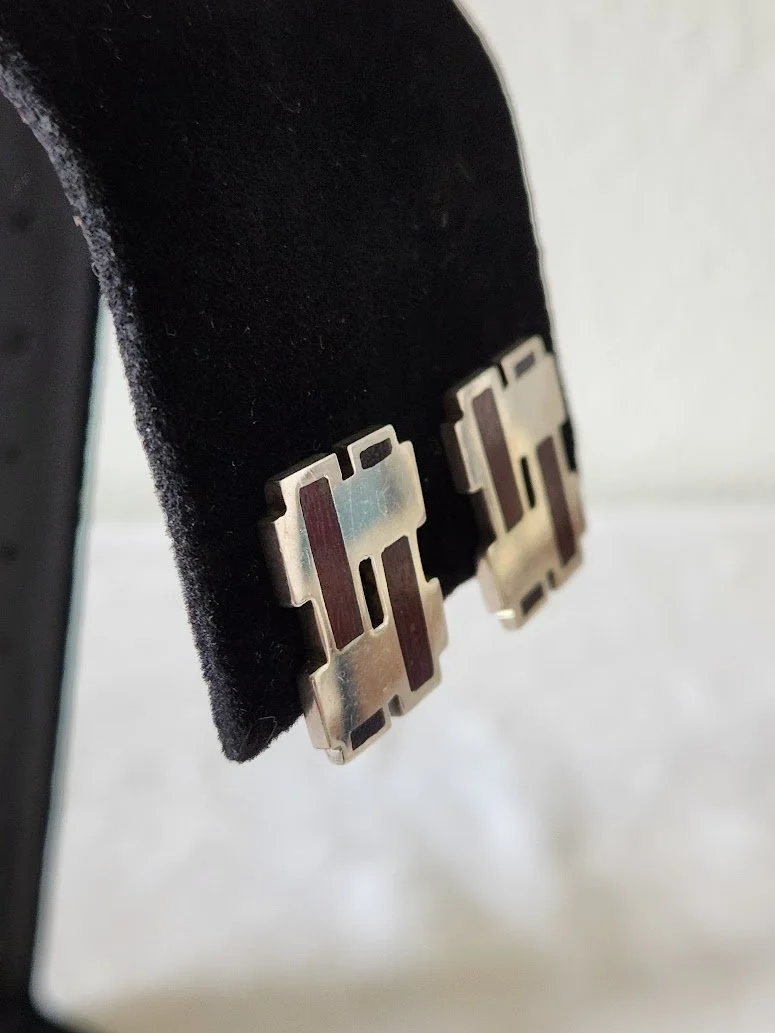Modernist Rosewood Silver Earrings 2.jpg