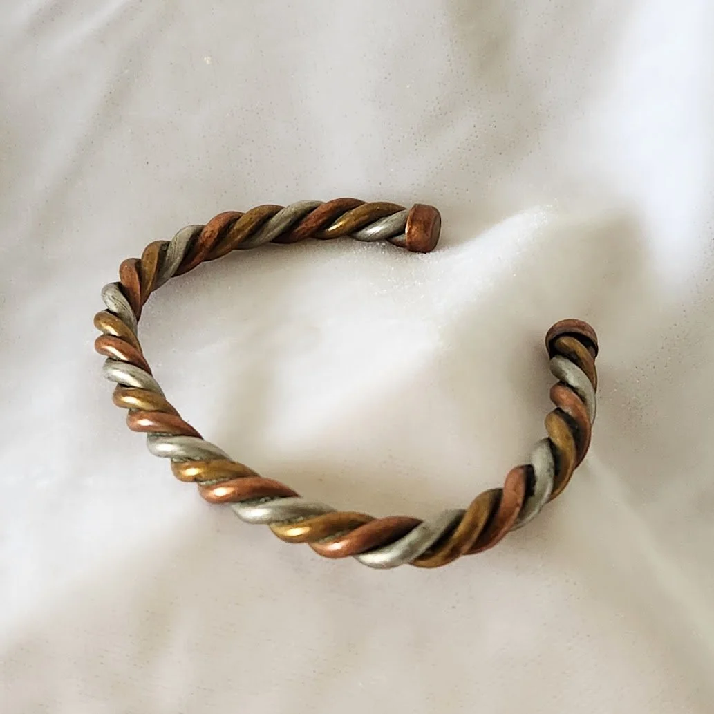 Copper Brass German Silver Twist Bracelet 2.jpg
