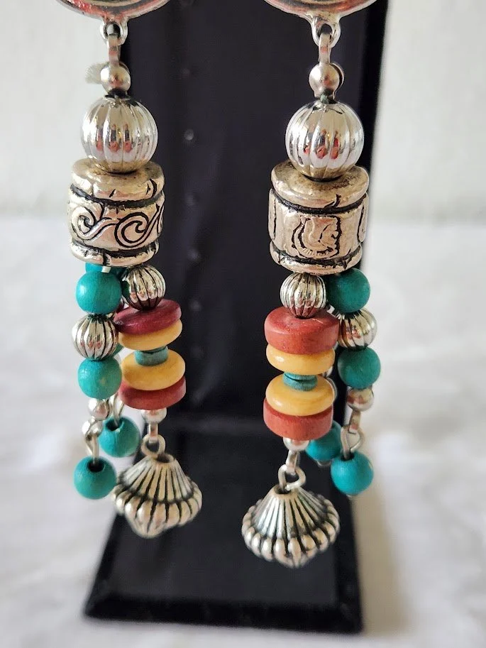 Turquoise Bead Shoulder Duster Earrings 1.jpg