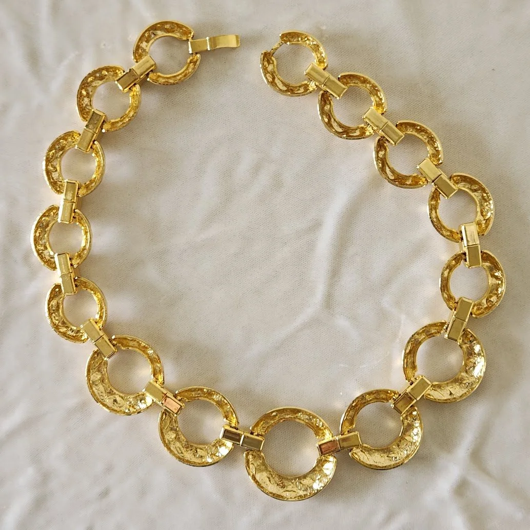 Hammered Gold Necklace Bracelet Set 8.jpg