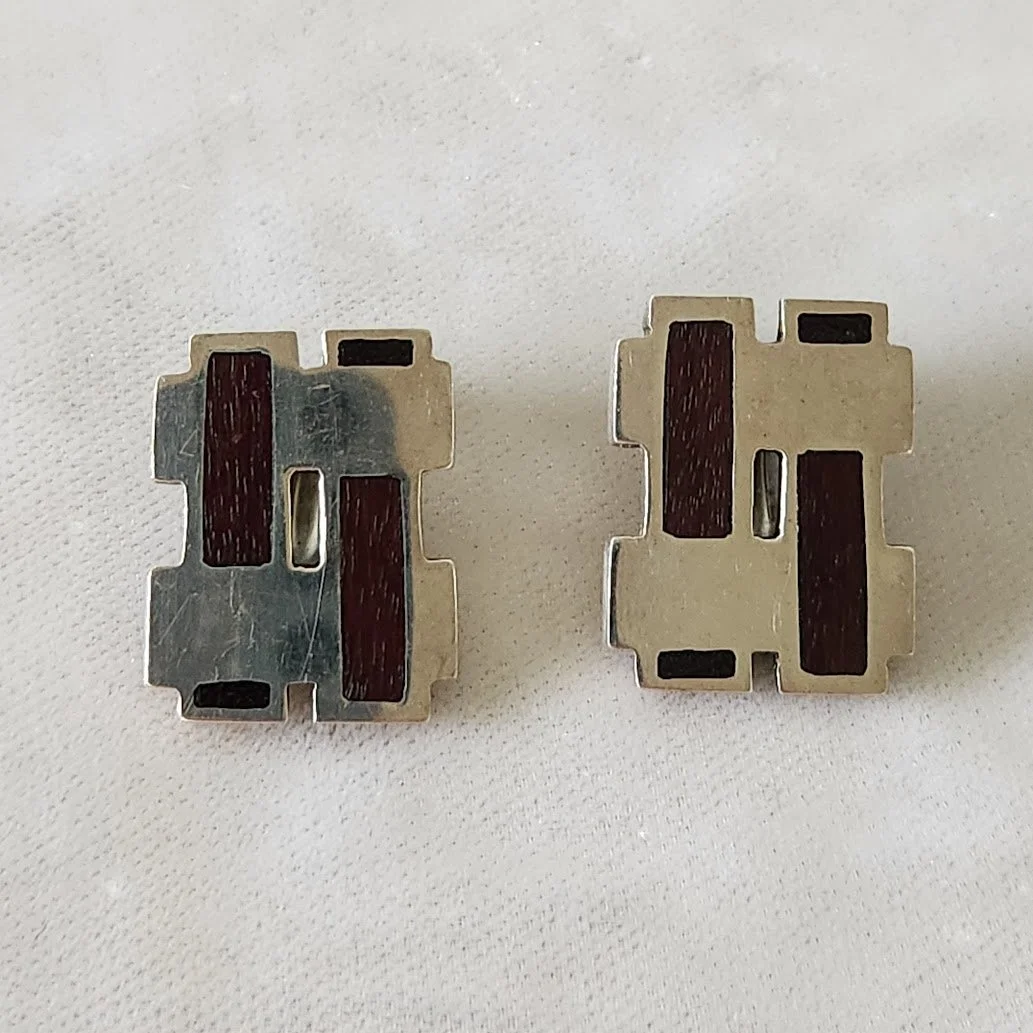 Modernist Rosewood Silver Earrings 7.jpg