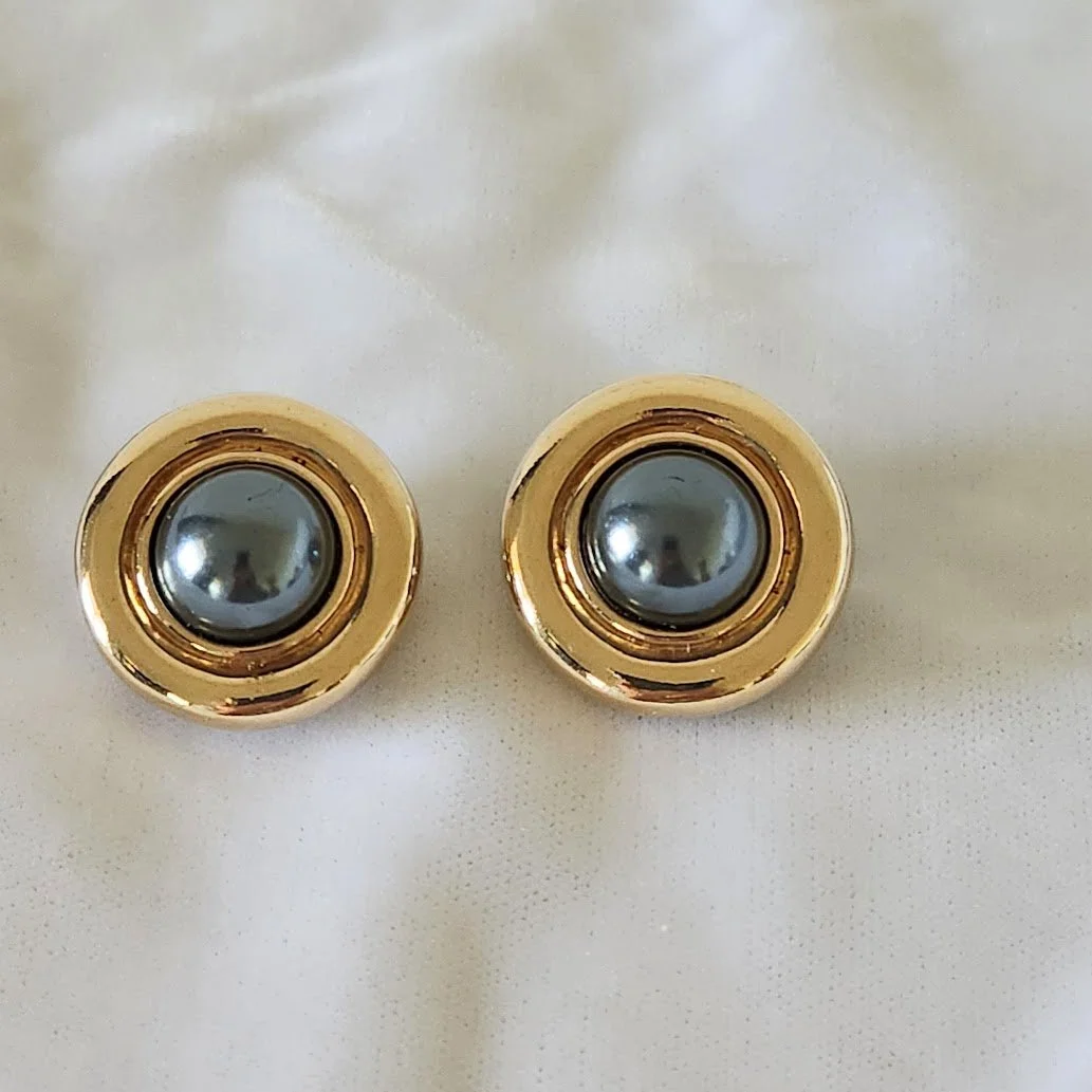 Carolee Hematite Dome Earrings 1.jpg