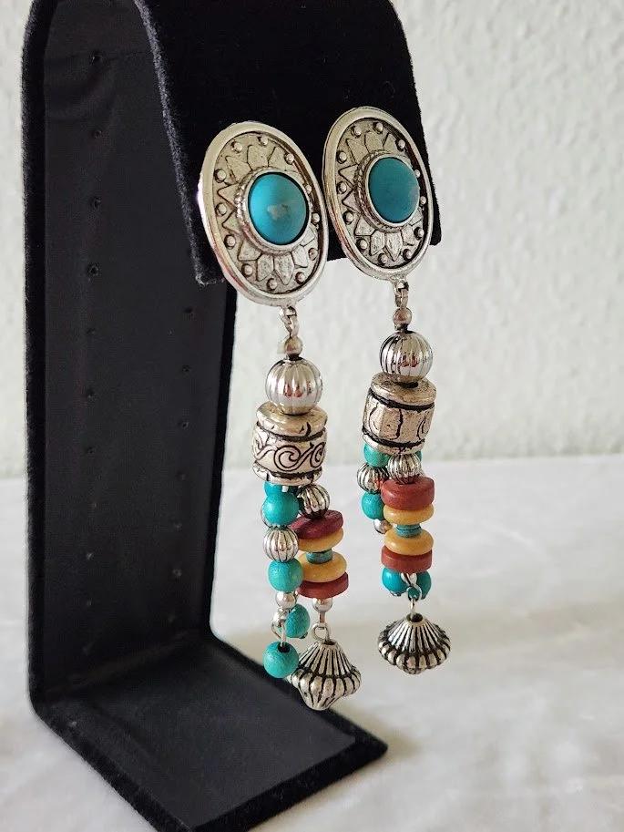 Turquoise Bead Shoulder Duster Earrings 6.jpg