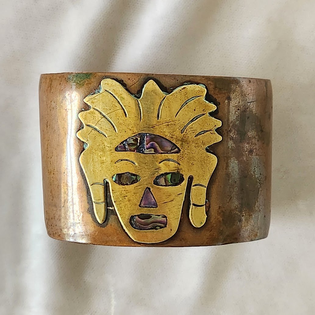 Mexican Copper Brass Abalone Bracelet 5.jpg