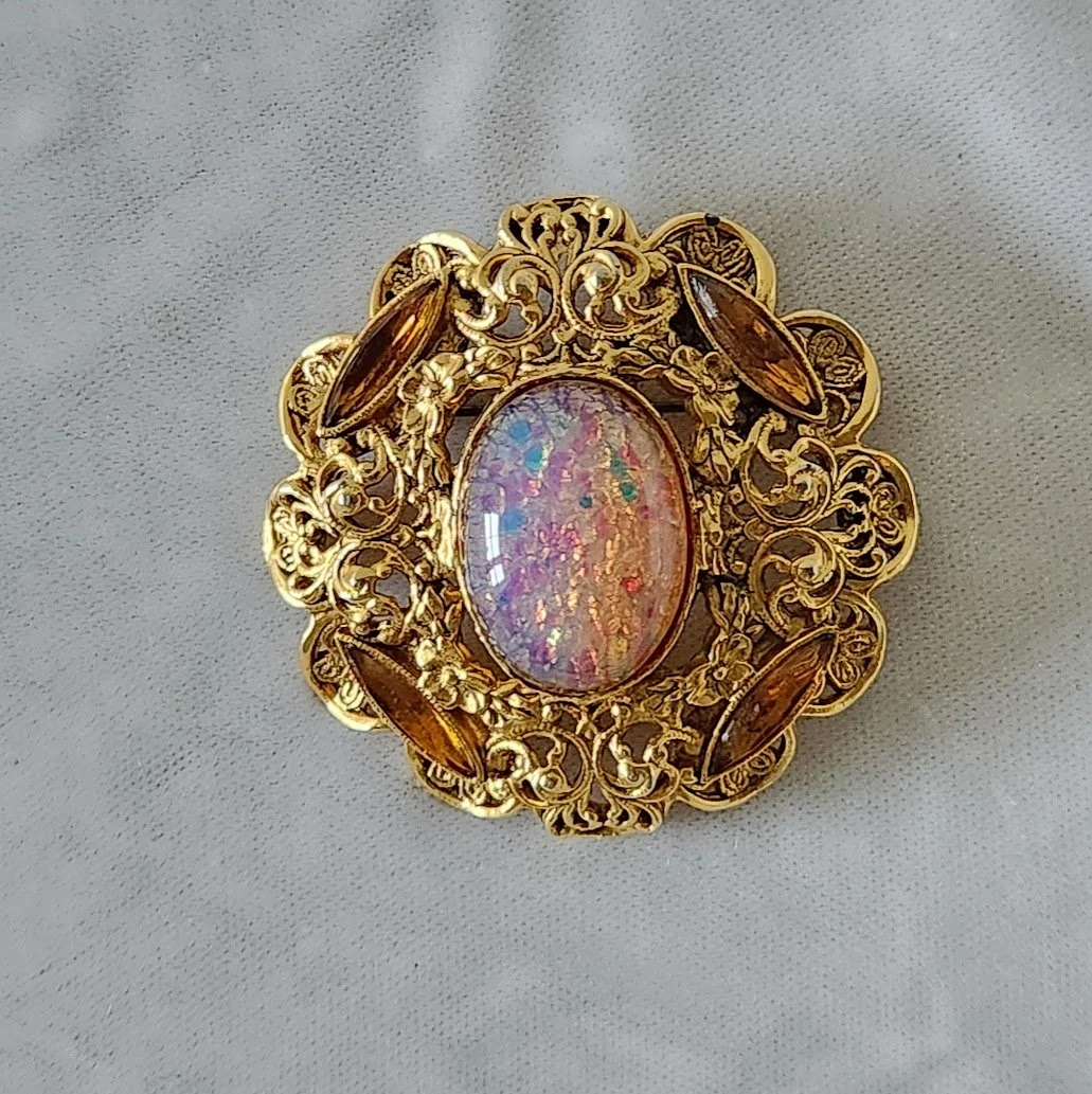 Faux Opal & Amber RS Brooch 11.jpg