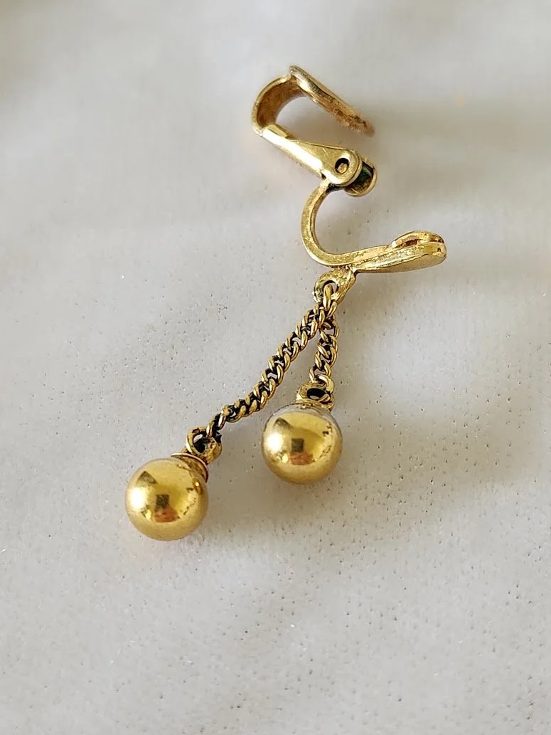 Trifari Pierced Look Dangling Ball Earrings 4.jpg