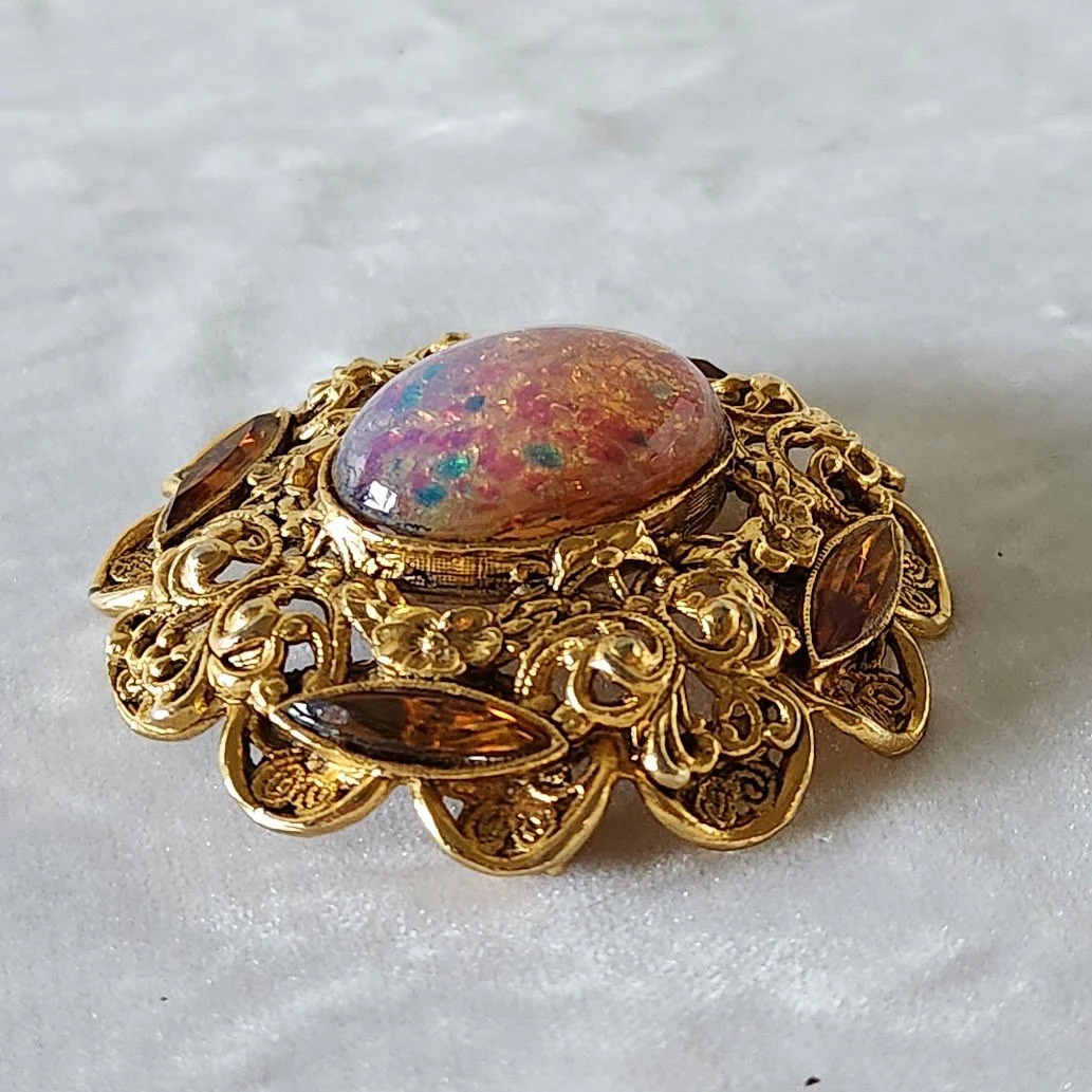 Faux Opal & Amber RS Brooch 6.jpg