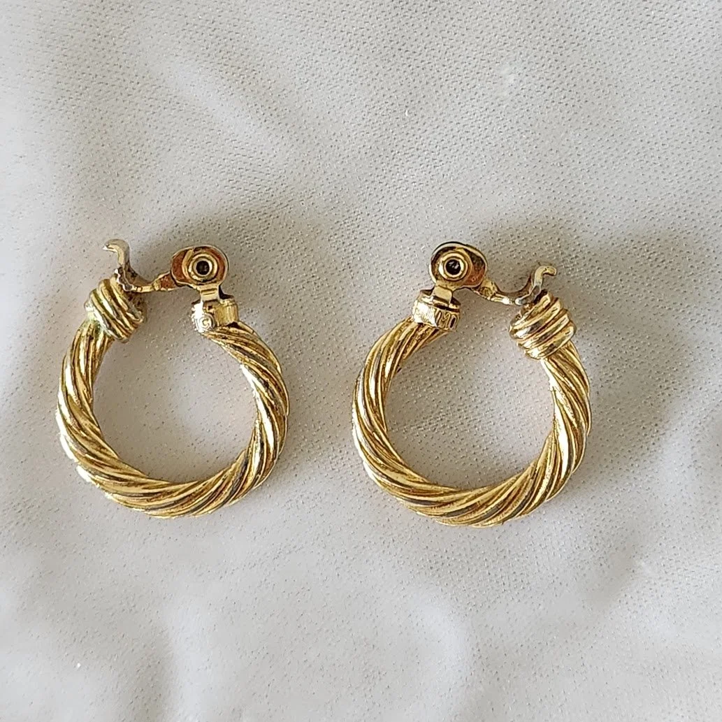 Monet Classical Gold Twist Hoop Earrings 2.jpg