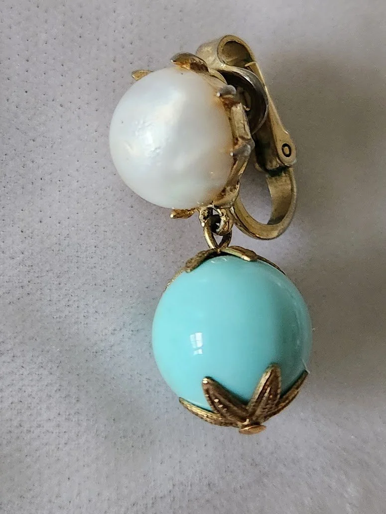 Trifari Turquoise Bob Earrings 2.jpg