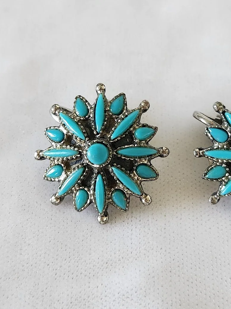 Southwest Needlepoint Faux Turquoise Earrings 3.jpg